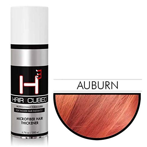 Hair Cubed® Auburn Hair Building Fiber Spray - Waterproof Hair Thickening & Concealing Solution for Thinning Hair - Lasts 2-5 Months - Perfect for Daily Use, Special Occasions & Confidence Boosting