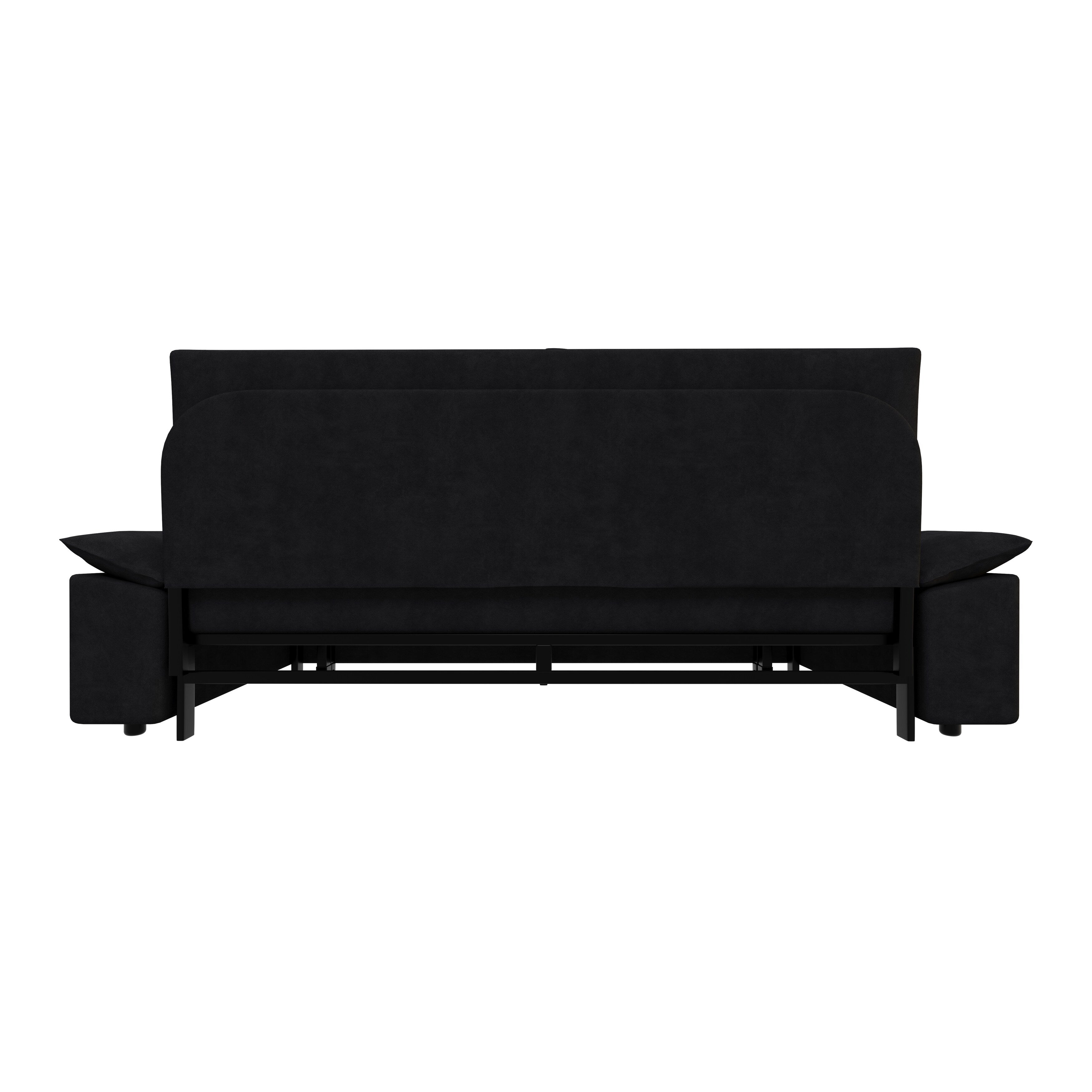 3 in 1 Convertible Sleeper Sofa Bed - Queen Size Pull Out Couch with Velvet Upholstery & Pillows - Space Saving Furniture for Small Apartments, Guest Rooms & Home Offices