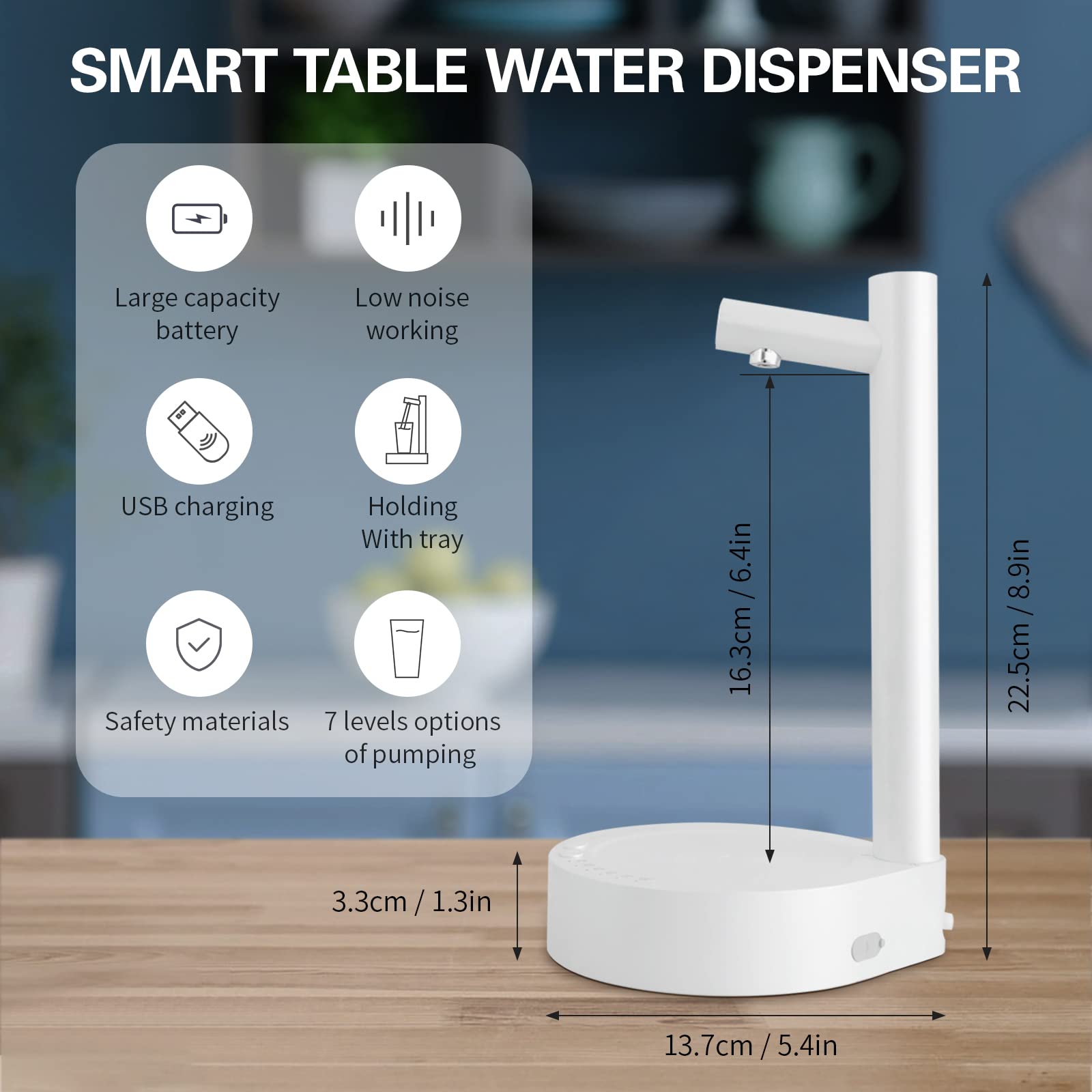 Electric Water Bottle Pump for 5 Gallon Bottles - USB Charging, Portable for Home & Office Use