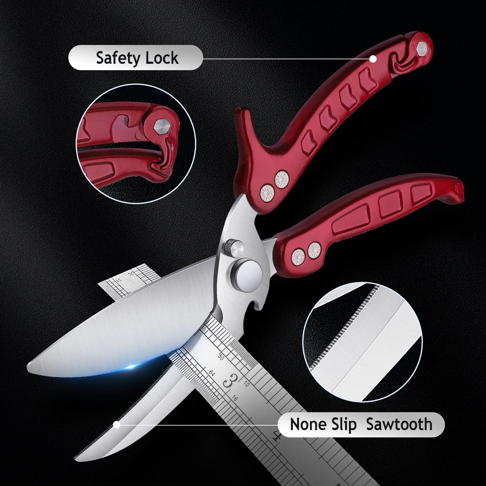 DRAGON RIOT Heavy Duty Poultry Shears - Stainless Steel Kitchen Scissors for Chicken & Meat Cutting - Dishwasher Safe, Perfect for Thanksgiving Prep & Everyday Cooking