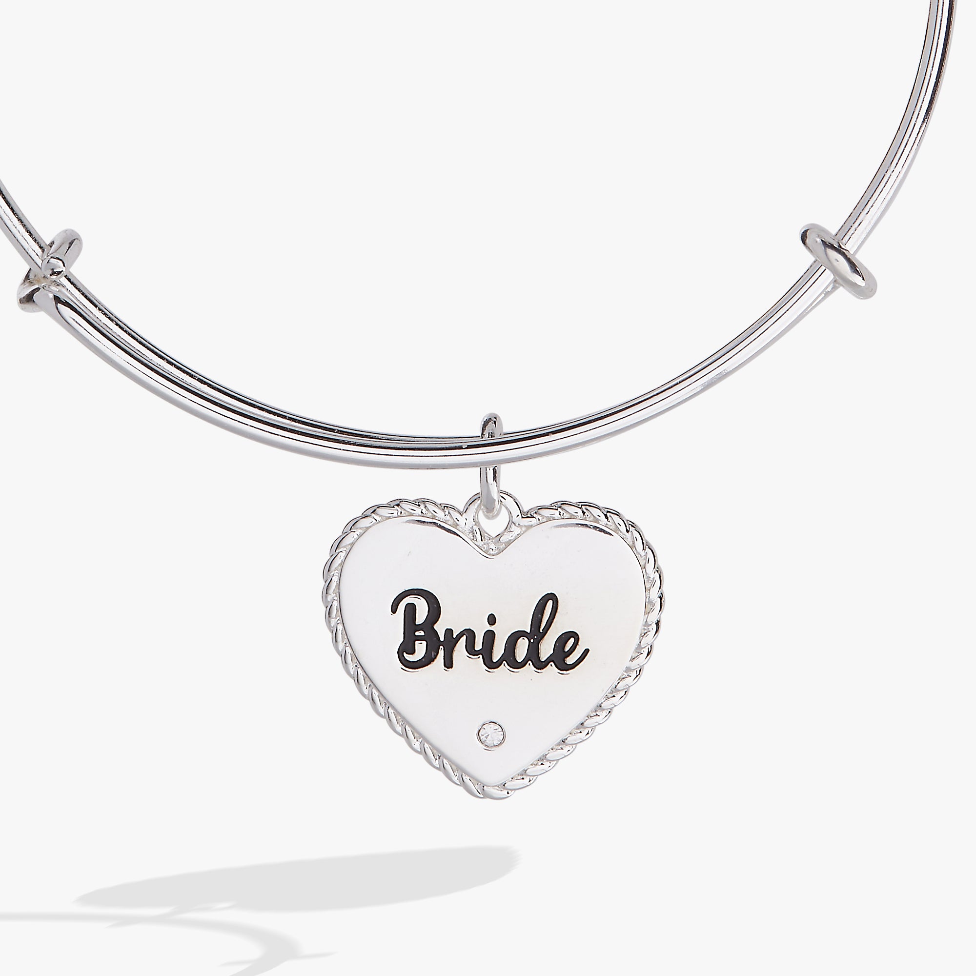 Elegant Bride Heart Bangle - Sterling Silver Wedding Bracelet for Brides, Engagement & Anniversary Gifts - Perfect for Bridal Showers, Weddings & Romantic Occasions