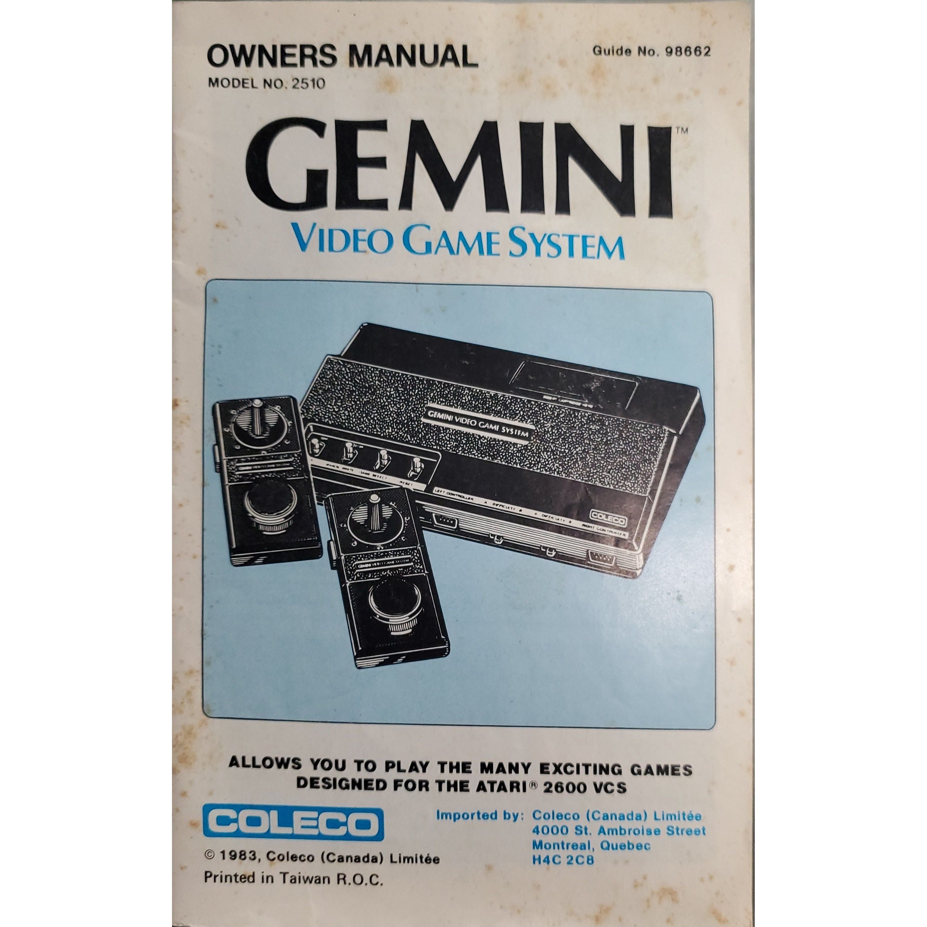 Coleco Gemini Retro Gaming Console Owner's Manual - Complete Guide for Setup, Troubleshooting & Gameplay Tips | Perfect for Classic Gaming Enthusiasts & Collectors