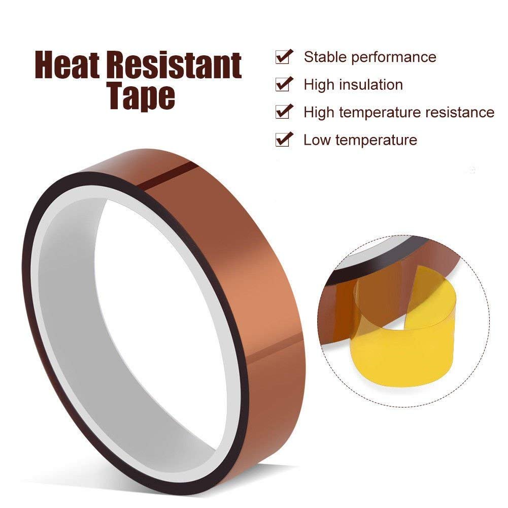 INTBUYING 2 Rolls 10mm X 30m (100ft) High Temperature Heat Resistant Koptan Tape - Sublimation Tape for T-Shirt Printing, DIY Crafts & Heat Press Projects