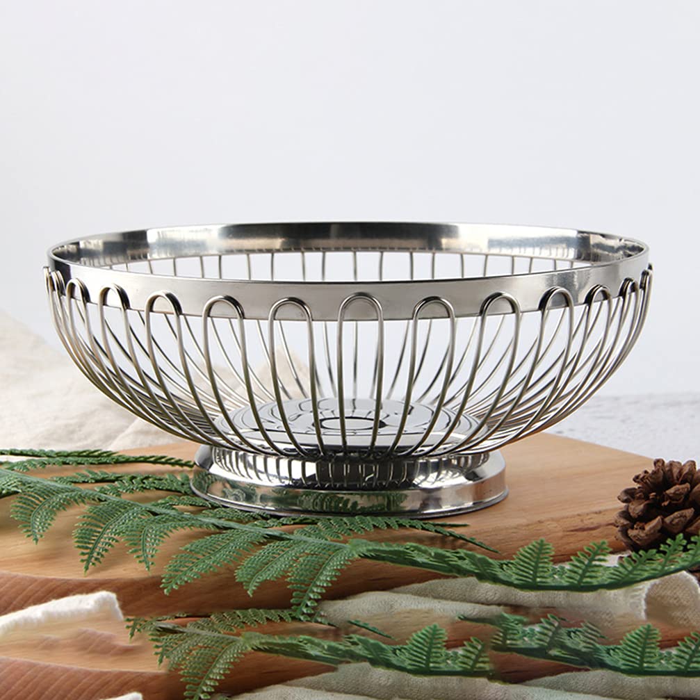 DOITOOL Black Wrought Iron Fruit Basket - Rustic Metal Wire Bowl for Fruits, Vegetables, Bread & Kitchen Storage - Durable Colander & Stand for Countertop, Dining Table & Pantry Organization
