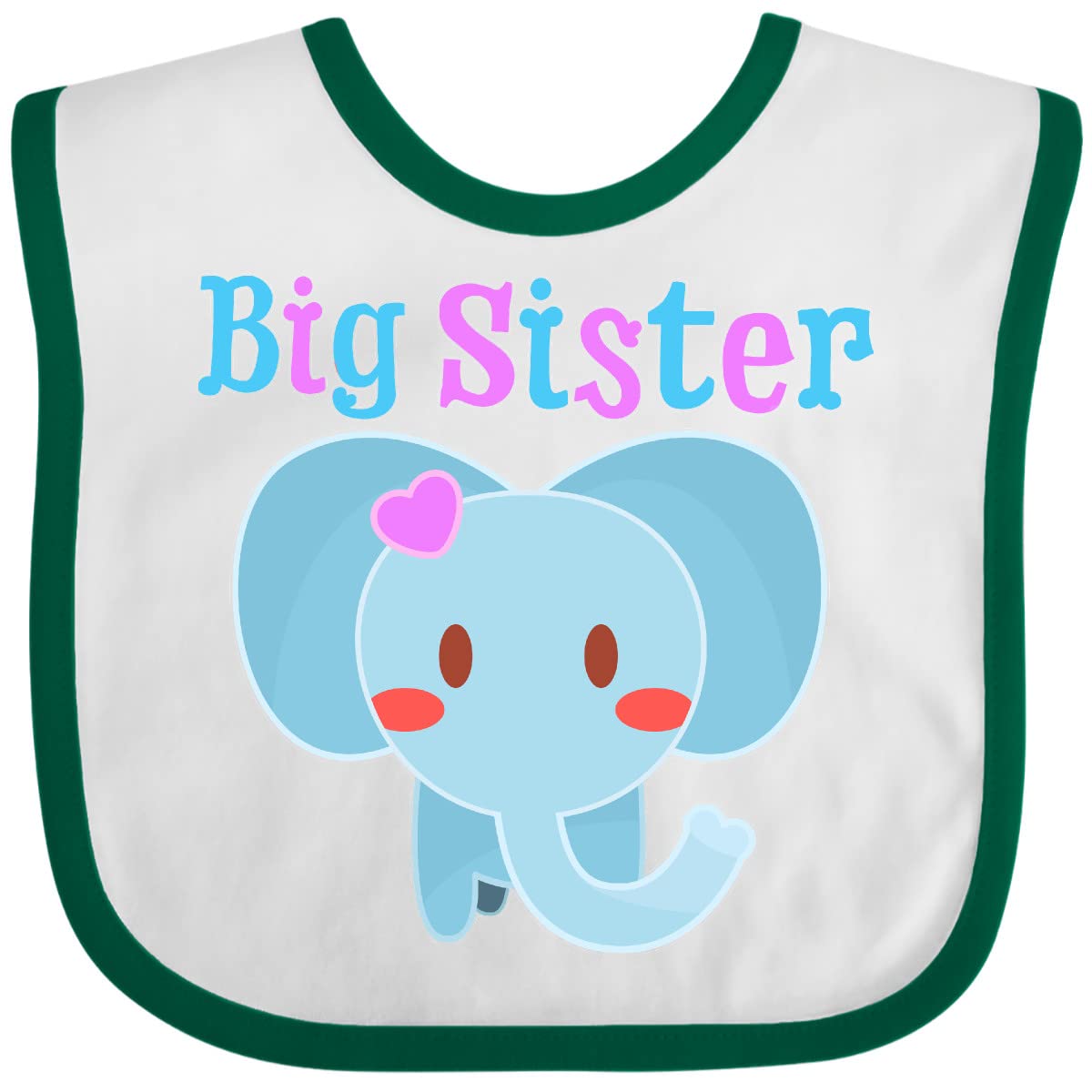 Inktastic Big Sister Elephant Baby Bib - Soft Cotton Drool Bib for Newborns & Infants - Perfect for Feeding, Playtime & Photo Shoots