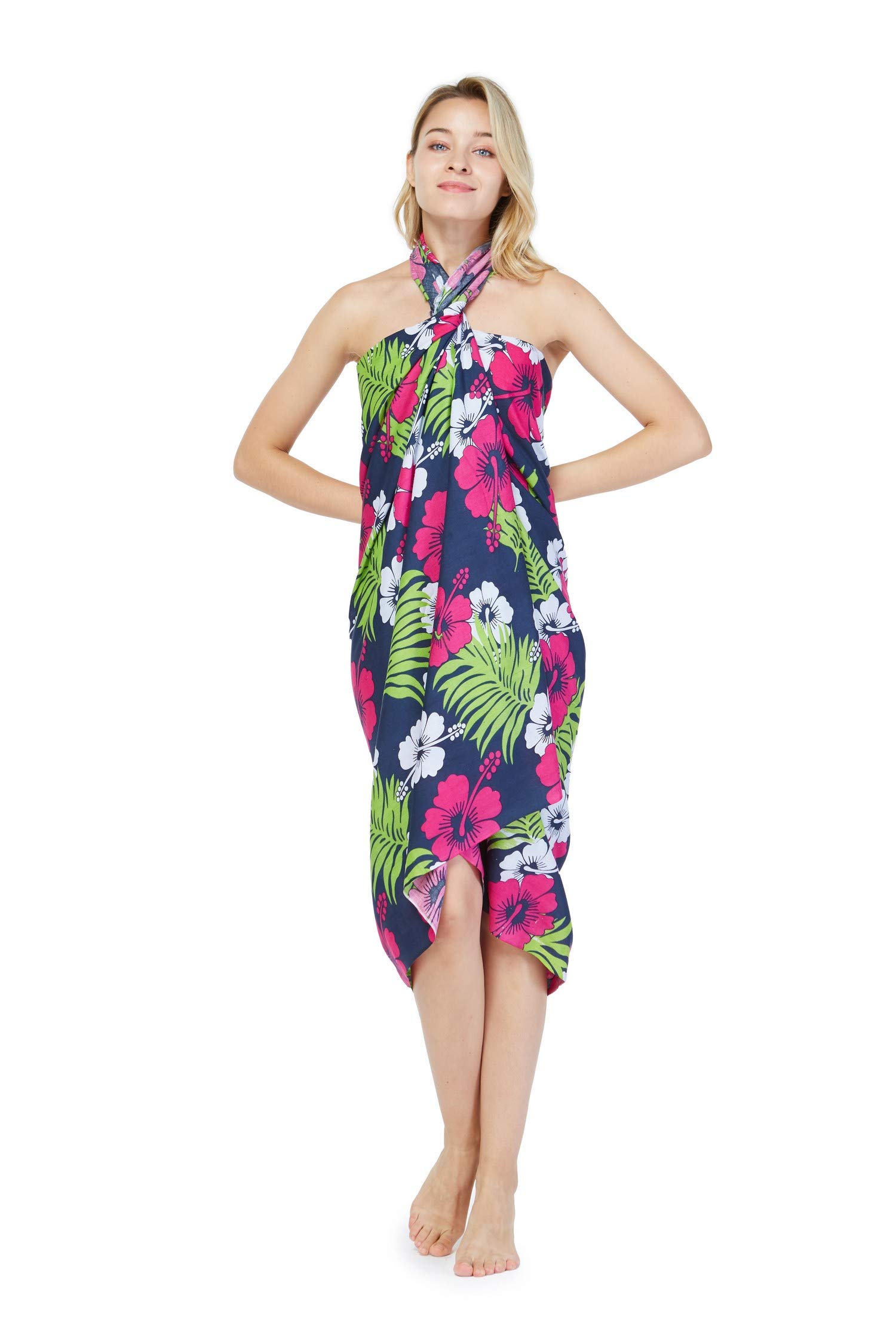 Hawaii Sarong Dress - Floral Swim Cover Up for Women, Lightweight Beachwear with Hibiscus and Palm Print - Perfect for Pool, Beach, and Vacation Outfits
