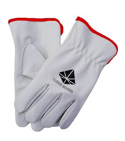 12-Pair Premium Cut-Resistant Leather Work Gloves for Construction & Gardening - Heavy Duty Safety Gloves by Toledano Industries - Ideal for Woodworking, Landscaping and DIY Projects