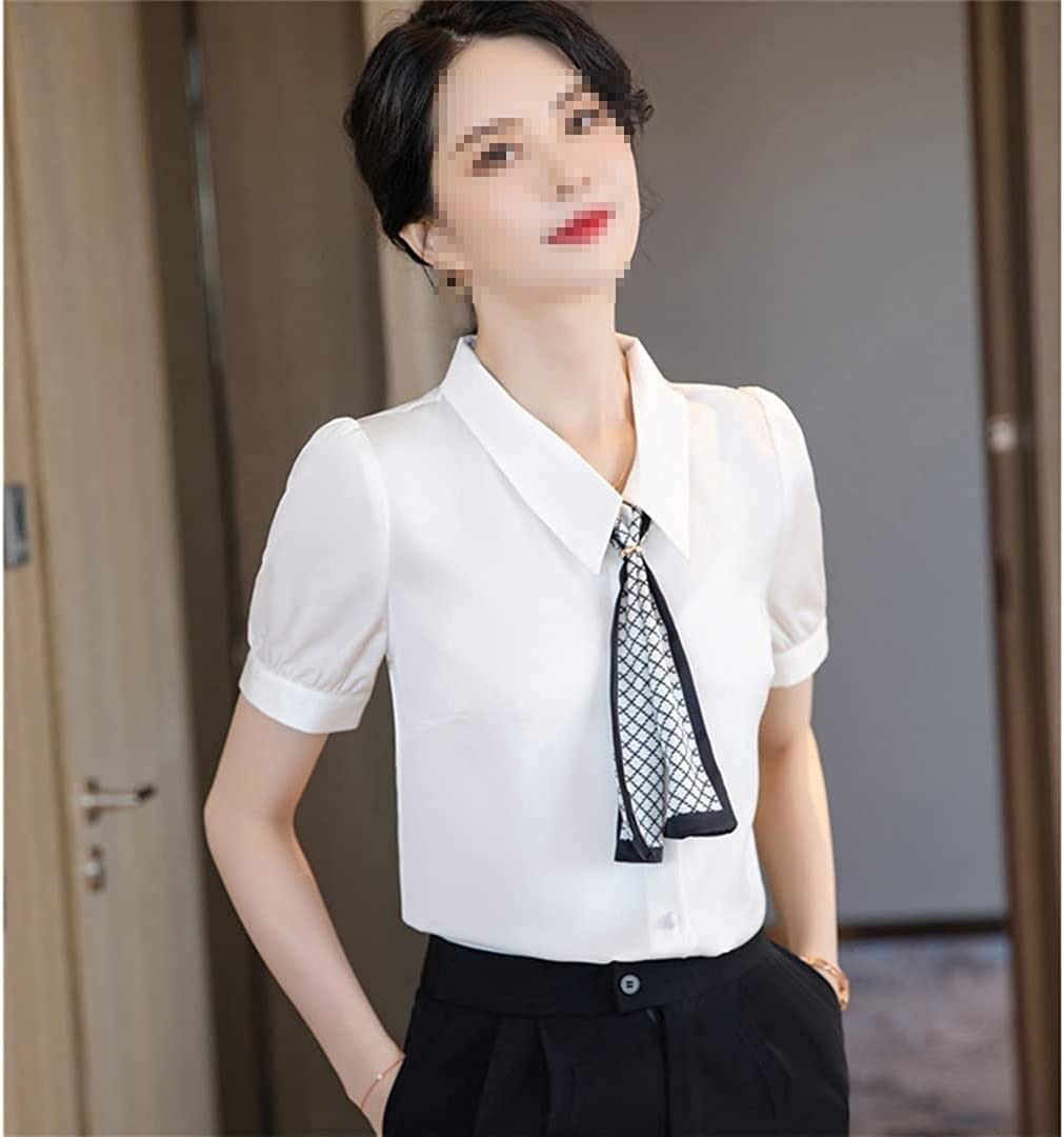 Women's Short Sleeve Chiffon Blouse - Square Collar Summer Office Shirt for Work & Business Casual Wear | Perfect for Professional Women, Business Meetings & Formal Occasions