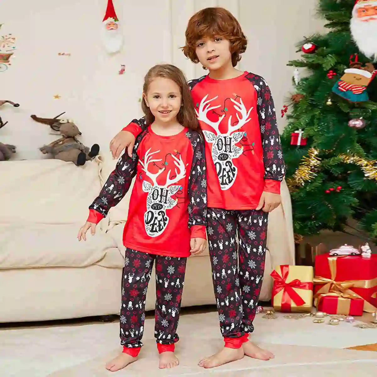 Festive Printed Christmas Matching Family Pajamas Set - Cozy Holiday PJS for Family Photos & Christmas Morning