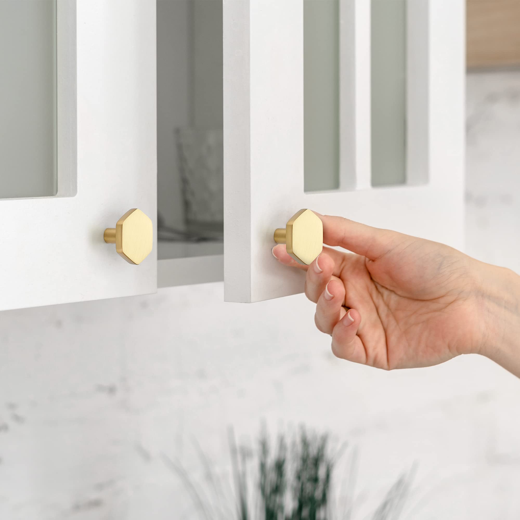 Home Expert 10-Pack Solid Gold Cabinet Knobs - Hexagon 1.1