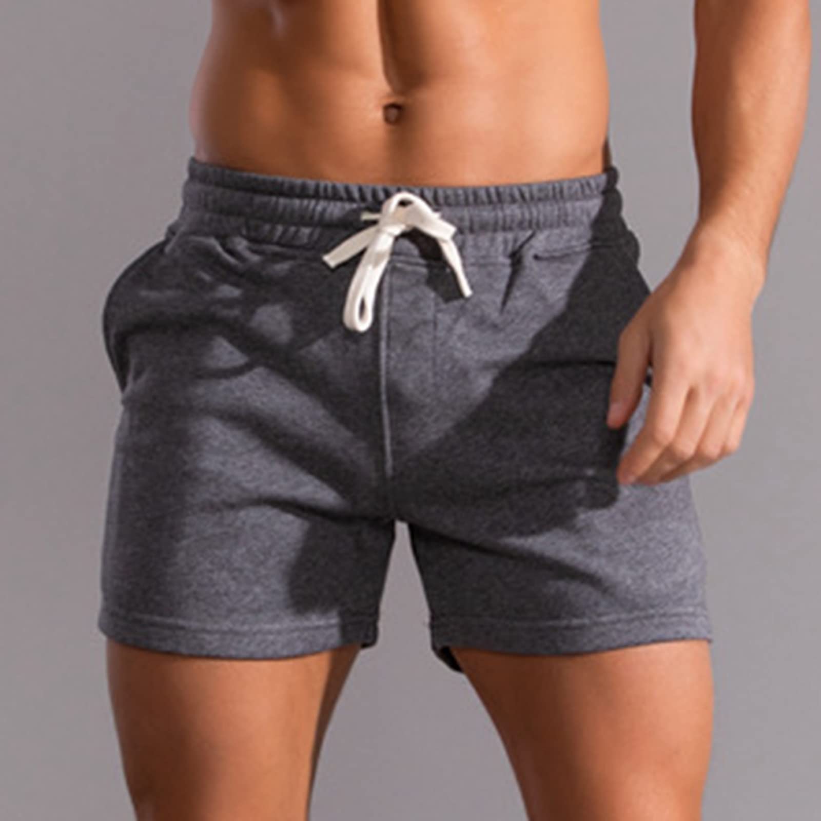 Men's Athletic Running Shorts with Drawstring & Elastic Waist - Quick Dry Gym Workout Shorts with Pockets - Dark Gray - Perfect for Jogging, Training & Lounge Wear