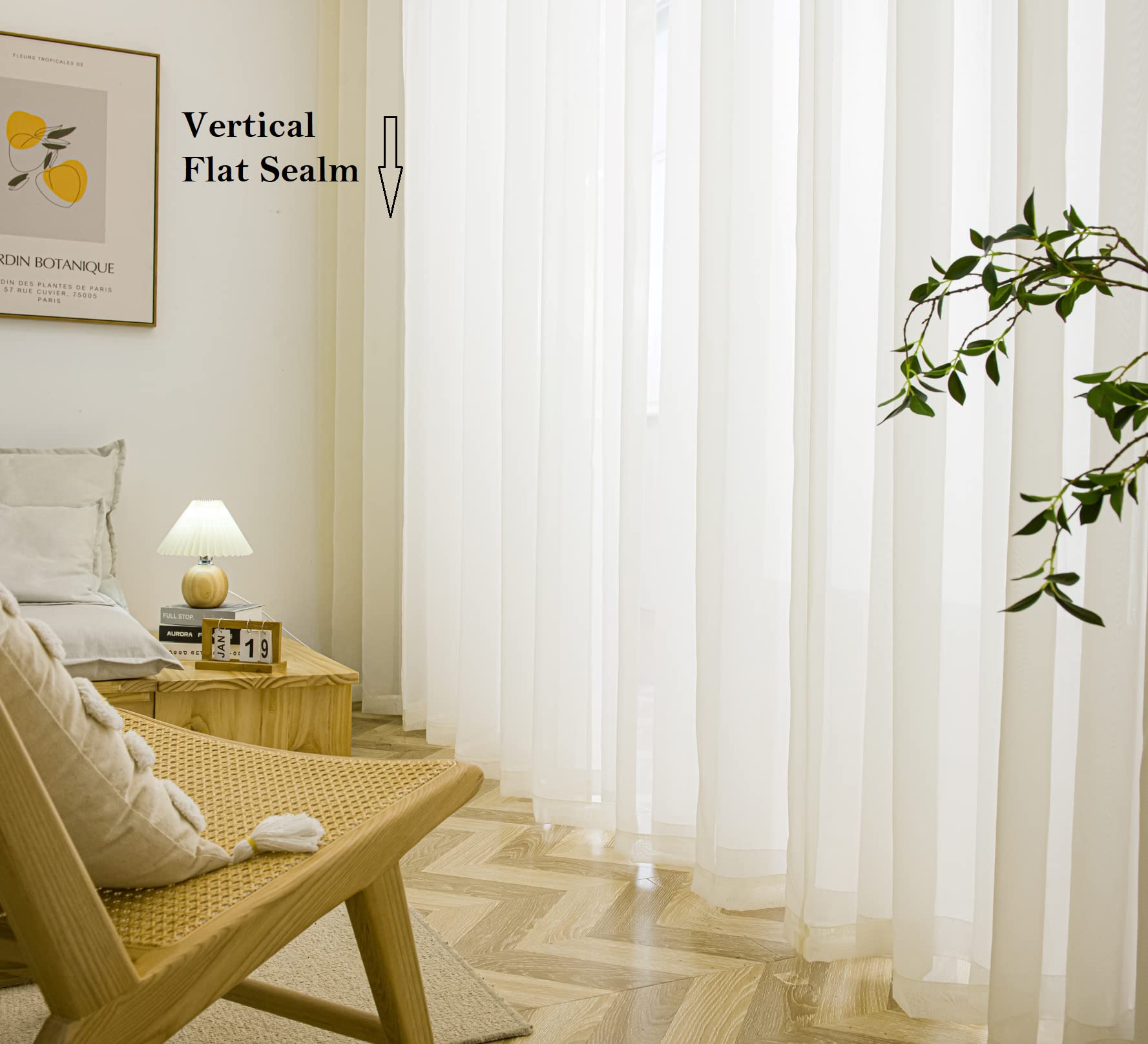 Sheer Voile Curtains 63 Inch Length with Grommets - Lightweight Kitchen Window Treatments (52x63 Inches, Butter Yellow) for Living Room, Bedroom & Dining Area