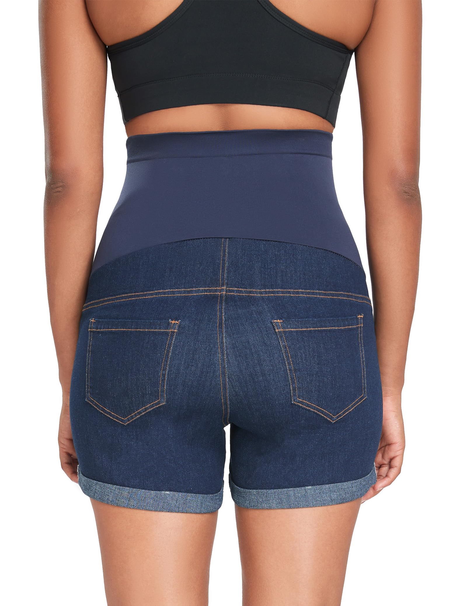 HOFISH Women's Maternity Denim Shorts - Over The Belly Stretchy Comfortable Jean Shorts for Pregnancy, Casual Wear & Workout - Perfect for Summer, Beach & Everyday Maternity Outfits
