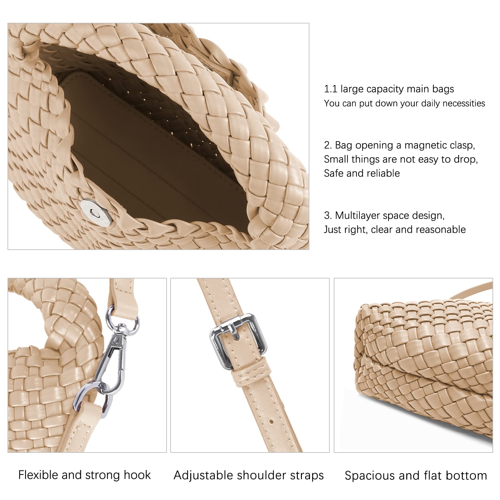 Stylish Women's Woven Handbag with Detachable Strap - Versatile Tote, Crossbody & Shoulder Bag for Everyday Use | Perfect for Work, Shopping & Travel