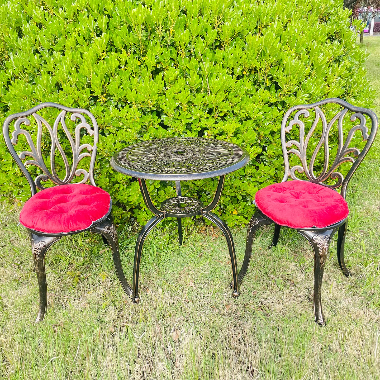 5-Piece Outdoor Dining Set - Rust-Resistant Cast Aluminum Patio Table and Chairs with Cushions (Copper) | Perfect for Backyard, Garden, Poolside & Balcony Relaxation