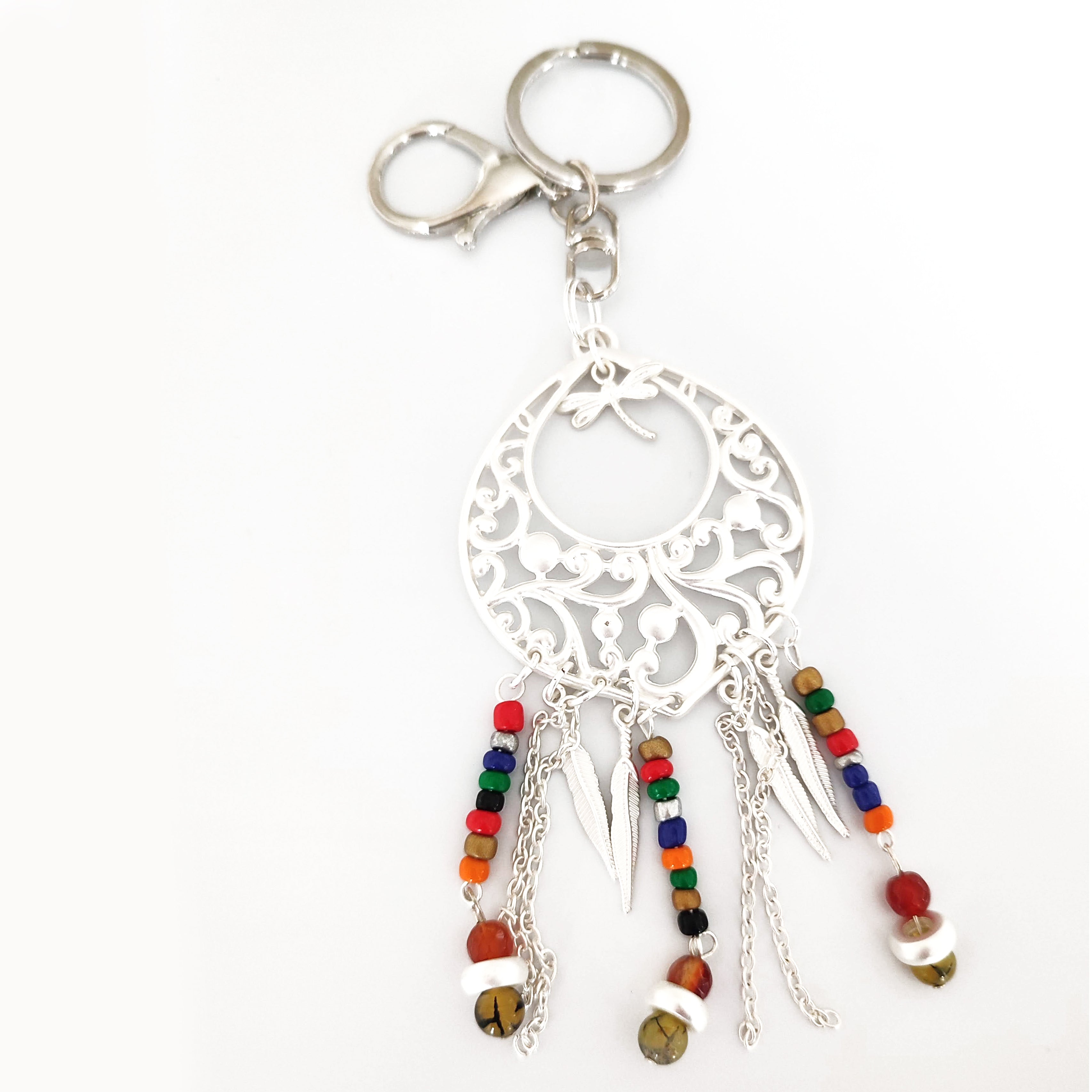 Large Dreamcatcher Dragonfly Keychain - Handmade Boho Car Key Ring for Women, Purse & Backpack Accessories - Perfect for Gifts, Home Decor, and Spiritual Protection