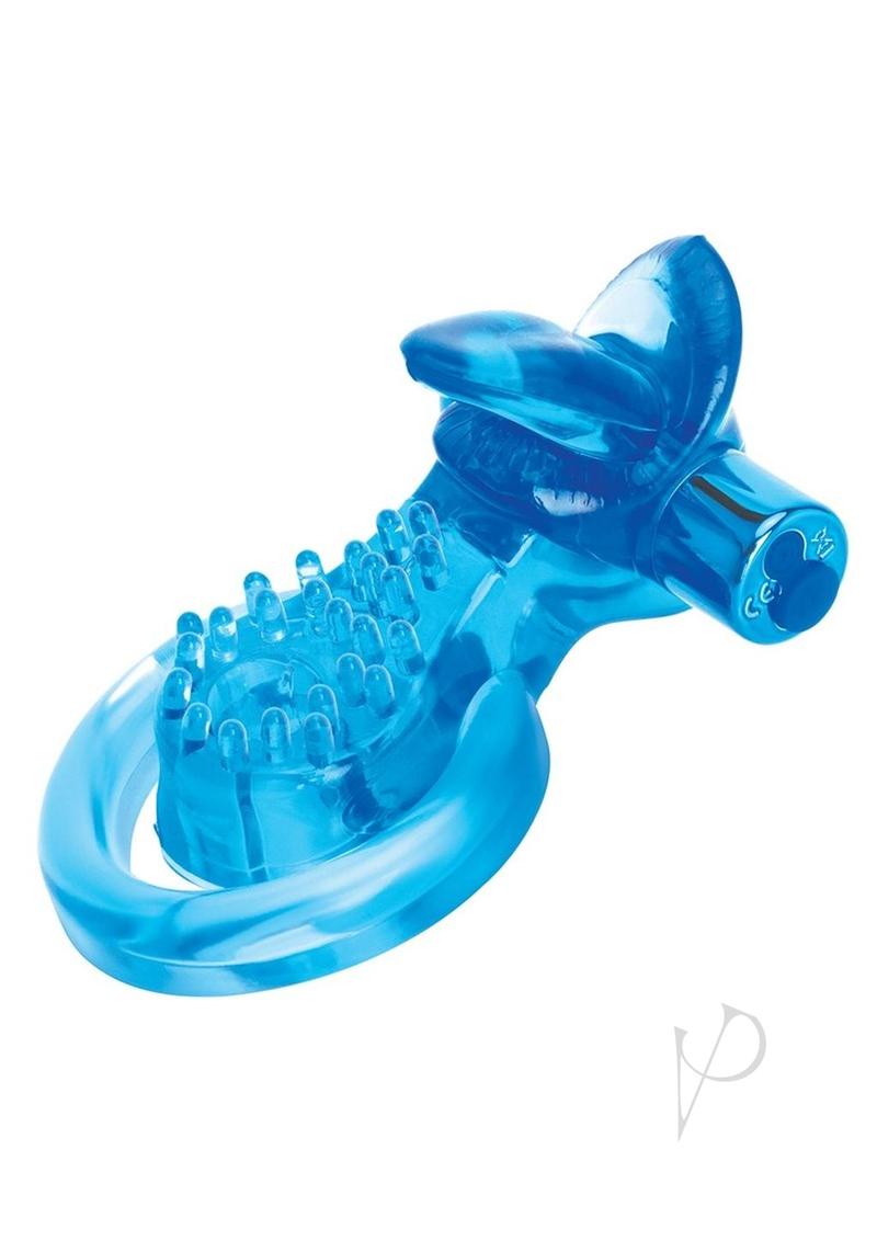 Bodywand Rechargeable Silicone Duo Ring with Clit Stimulator - Blue | Couples Vibrating Cock Ring for Enhanced Pleasure & Intimacy | Perfect for Date Nights & Spicing Up Your Relationship