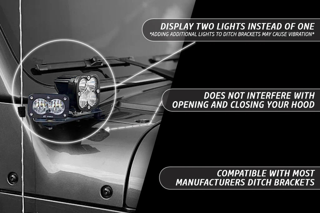 Rago Fabrication Ditch Light Bracket Extensions - Heavy Duty Off-Road LED Light Mounting Kit for Jeep Wrangler & Truck - Perfect for Night Driving & Off-Road Adventures