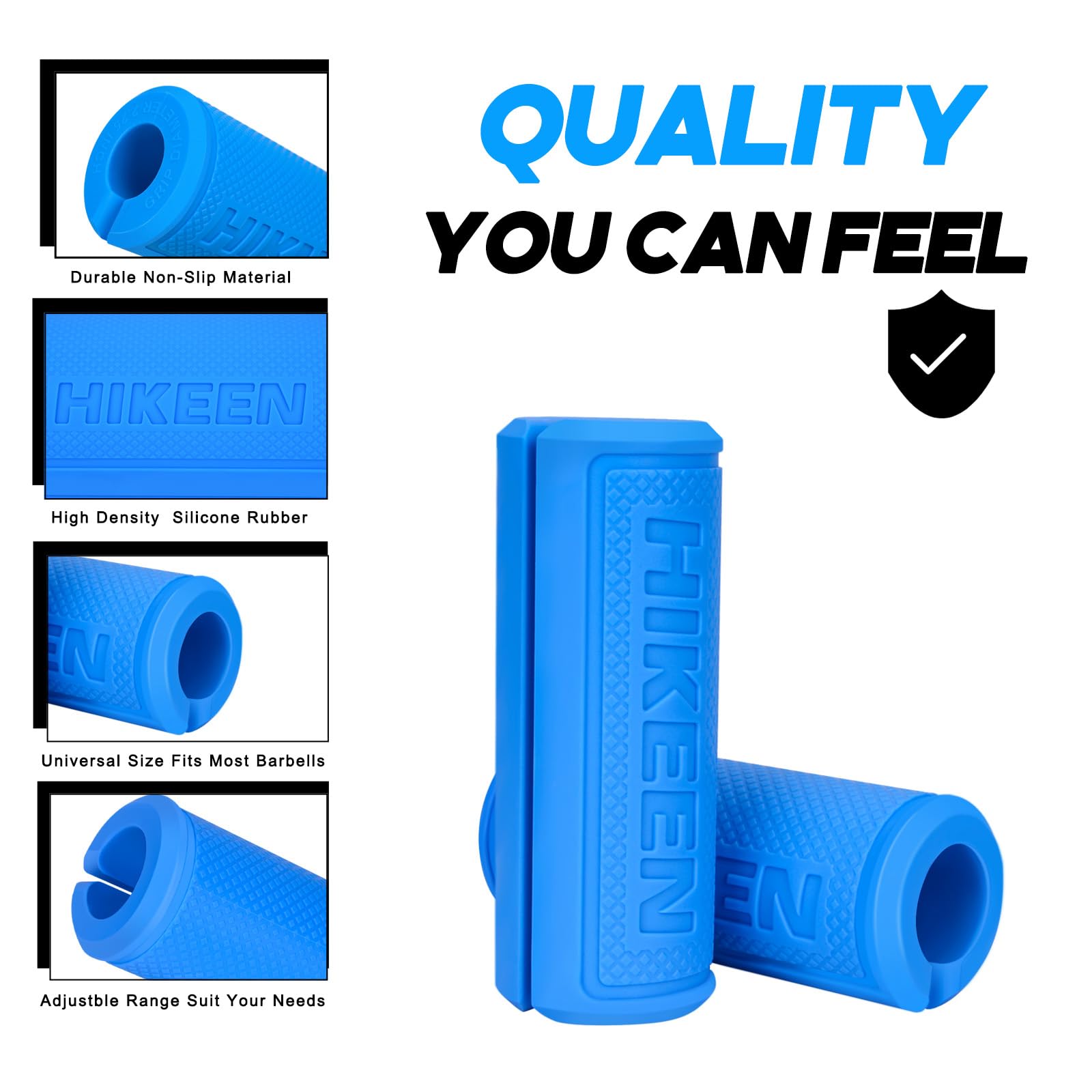 Hikeen Thick Bar Dumbbell Grips - Non-Slip Hard Rubber Barbell Grips for Weight Lifting & Strength Training - 1.77