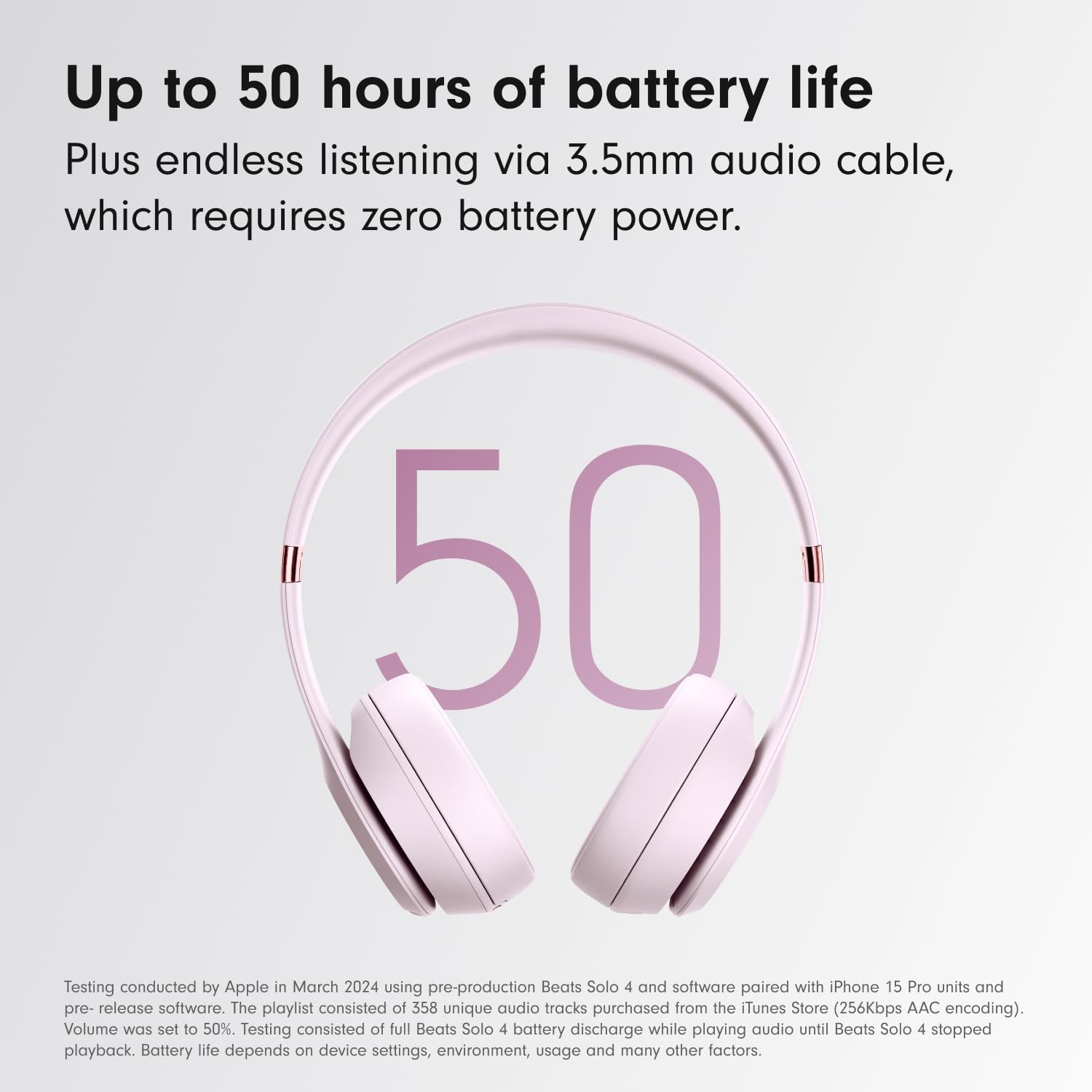 Beats Solo 4 Wireless Bluetooth On-Ear Headphones - 50-Hour Battery Life, Apple & Android Compatible, Lightweight & Comfortable - Cloud Pink - Perfect for Travel, Workouts & Daily Commute
