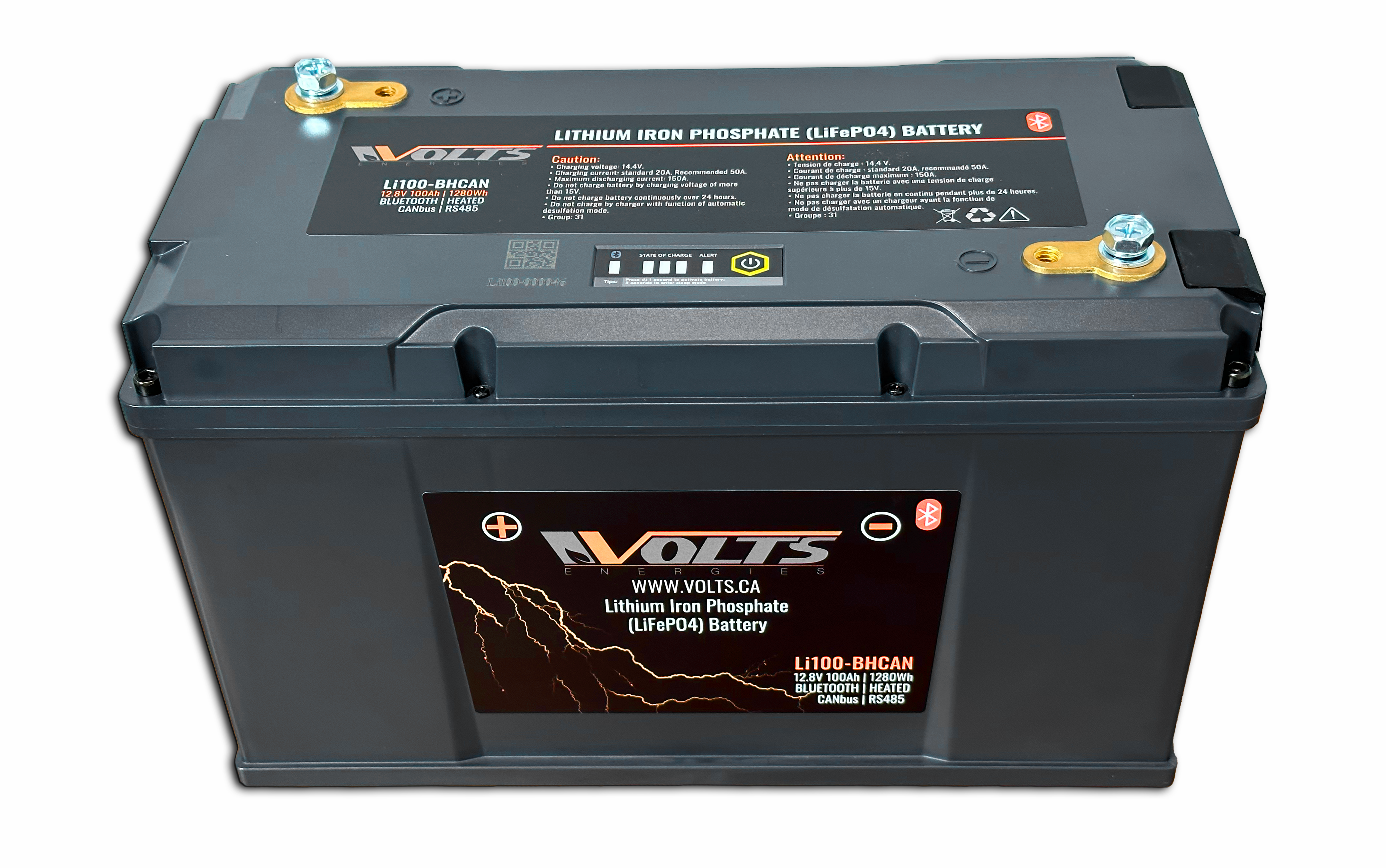LiFePO4 Smart Self Heating 12V 100Ah Lithium Iron Phosphate Battery - Perfect for RV, Marine, Solar Power Systems & Off-Grid Applications
