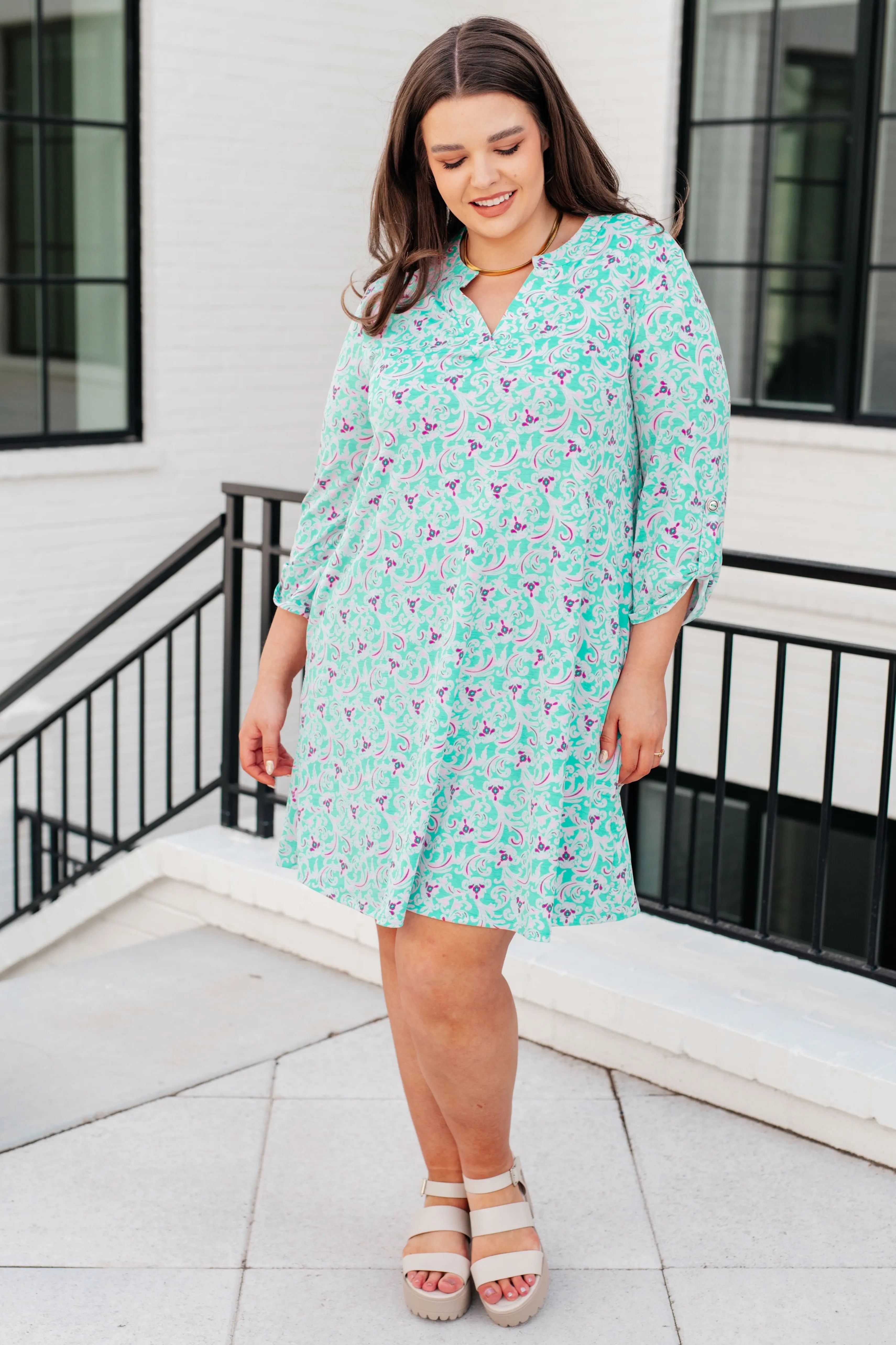 Lizzy Dress in Mint and Magenta - Flowy Summer Dress for Women | Perfect for Beach Vacations, Date Nights & Brunch Outings