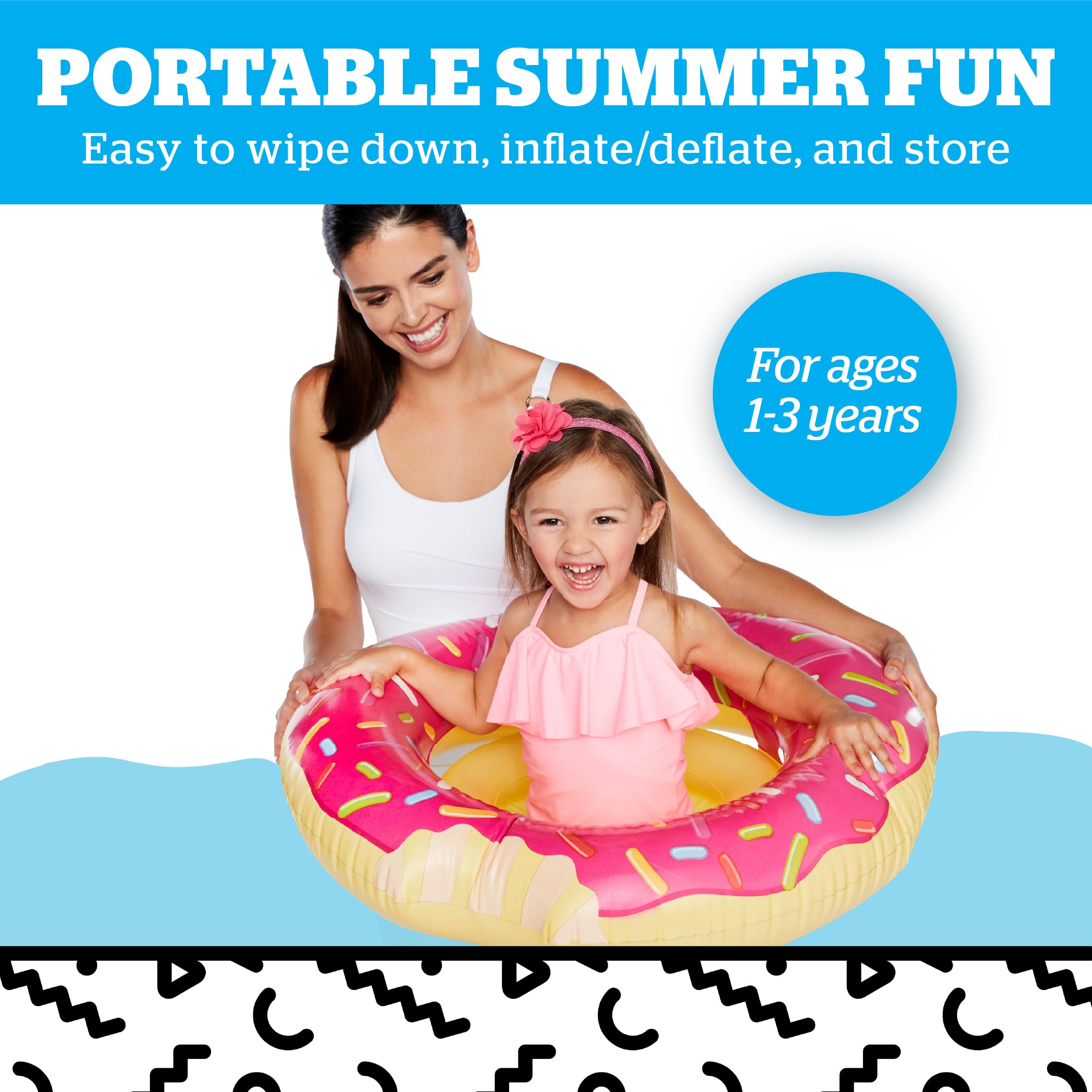 BigMouth Inc Lil’ Water Float for Babies & Kids Ages 1-3 | Inflatable Pool Floatie for Beginner Swimmers | Easy to Inflate & Durable | Pink Donut Design | Perfect for Pool Parties, Beach Days & Swimming Lessons
