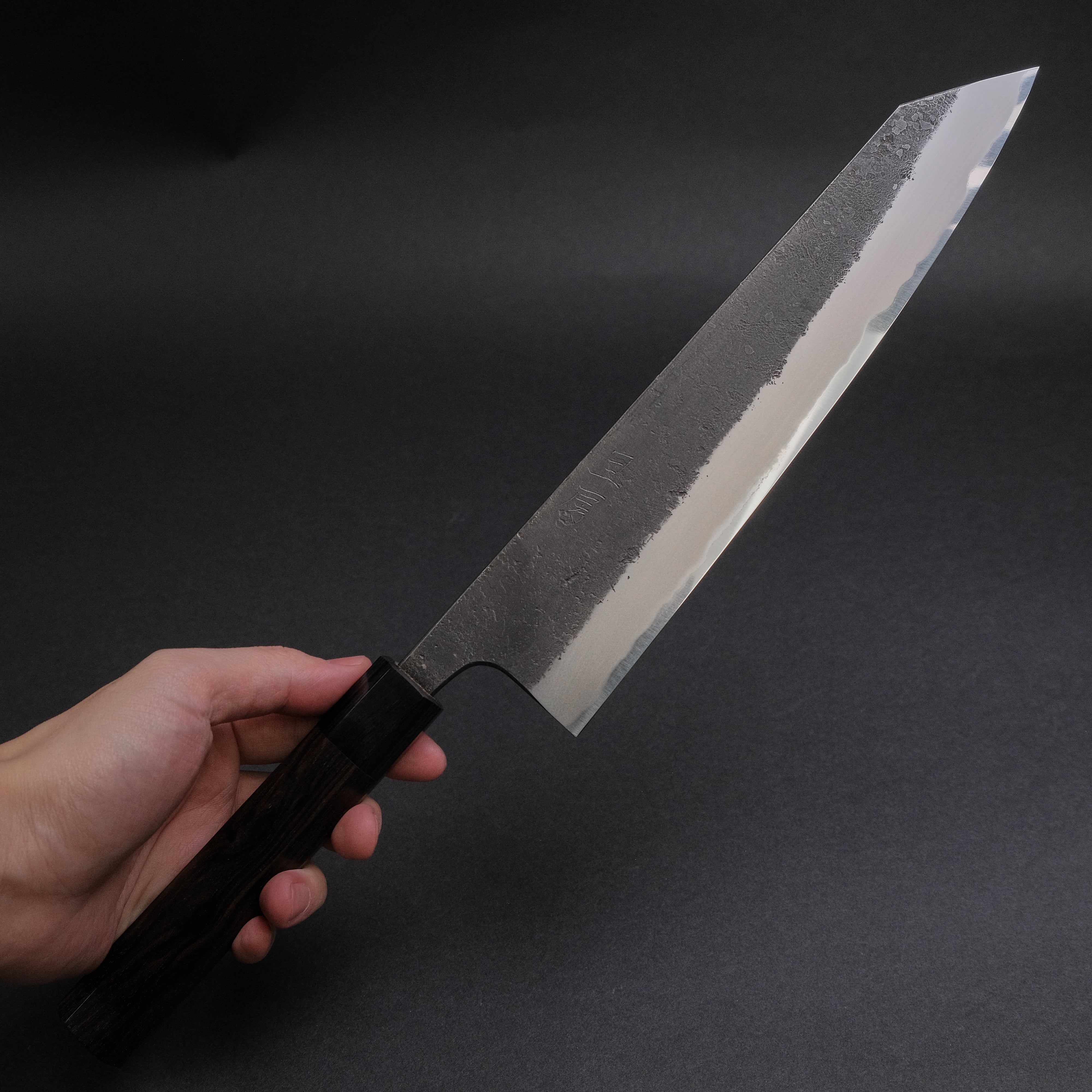 Akifusa Wakui Kurouchi Nashiji Blue #2 Kiritsuke Gyuto 240mm Japanese Chef Knife with Ebony Handle - Perfect for Sushi, Sashimi & Precision Cutting