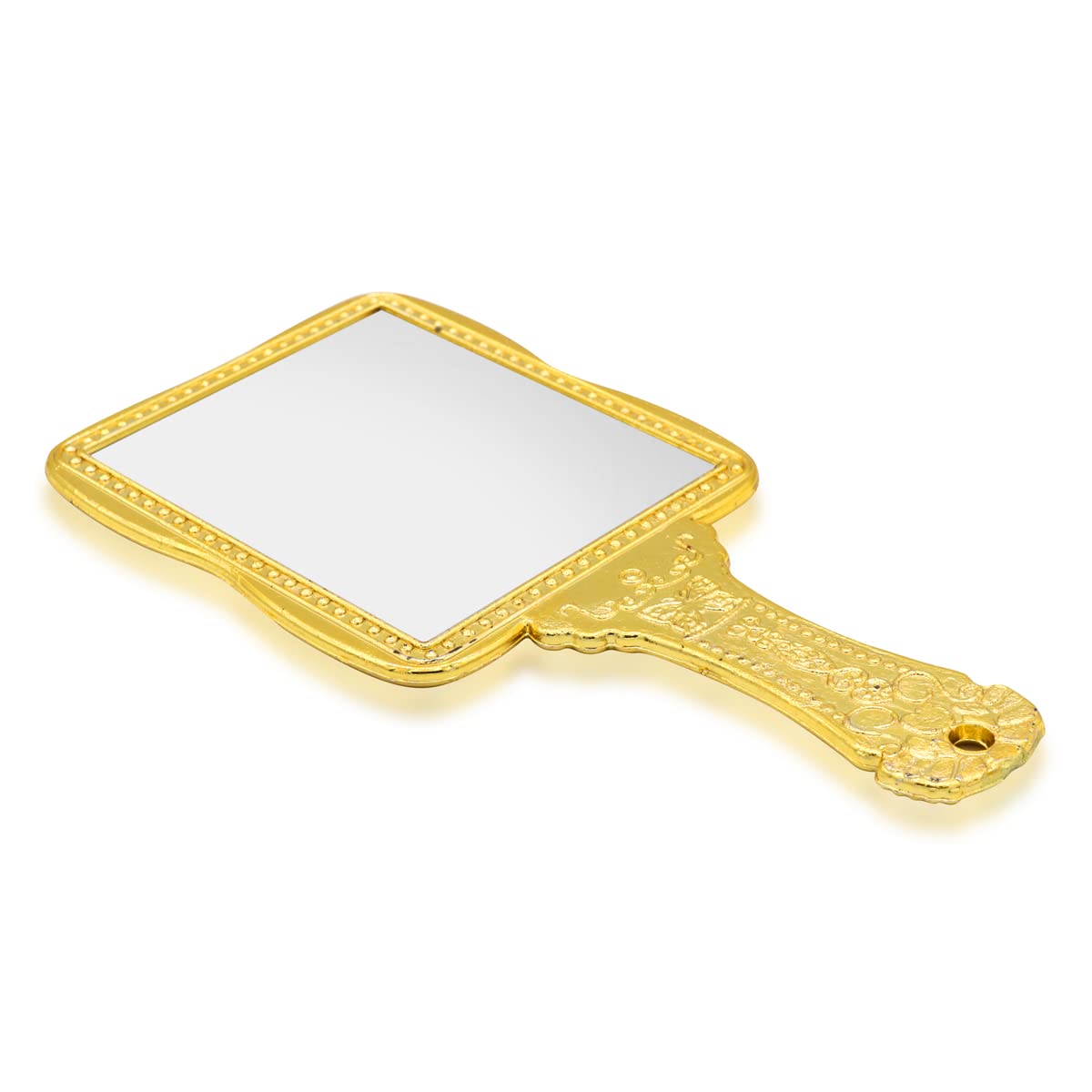 Victor Enterprises 4.5 Inch Hand Mirror - Portable Gold Makeup Mirror with Handle, Square Plastic Vanity Mirror for Travel, Home & Salon Use | Perfect for Makeup, Hairstyling & Personal Grooming