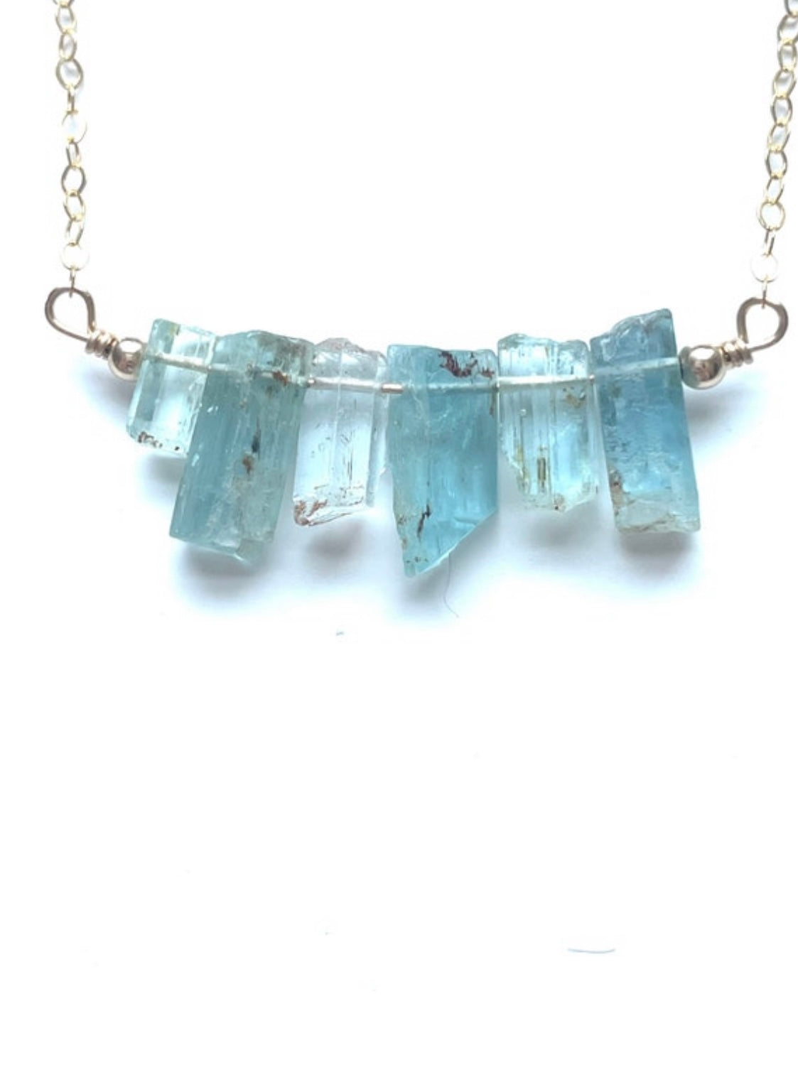 Natural Raw Aquamarine Bar Pendant Necklace - March Birthstone Jewelry for Women - Sterling Silver or Gold Filled Crystal Healing Necklace - Perfect for Daily Wear, Gift Giving & Spiritual Healing
