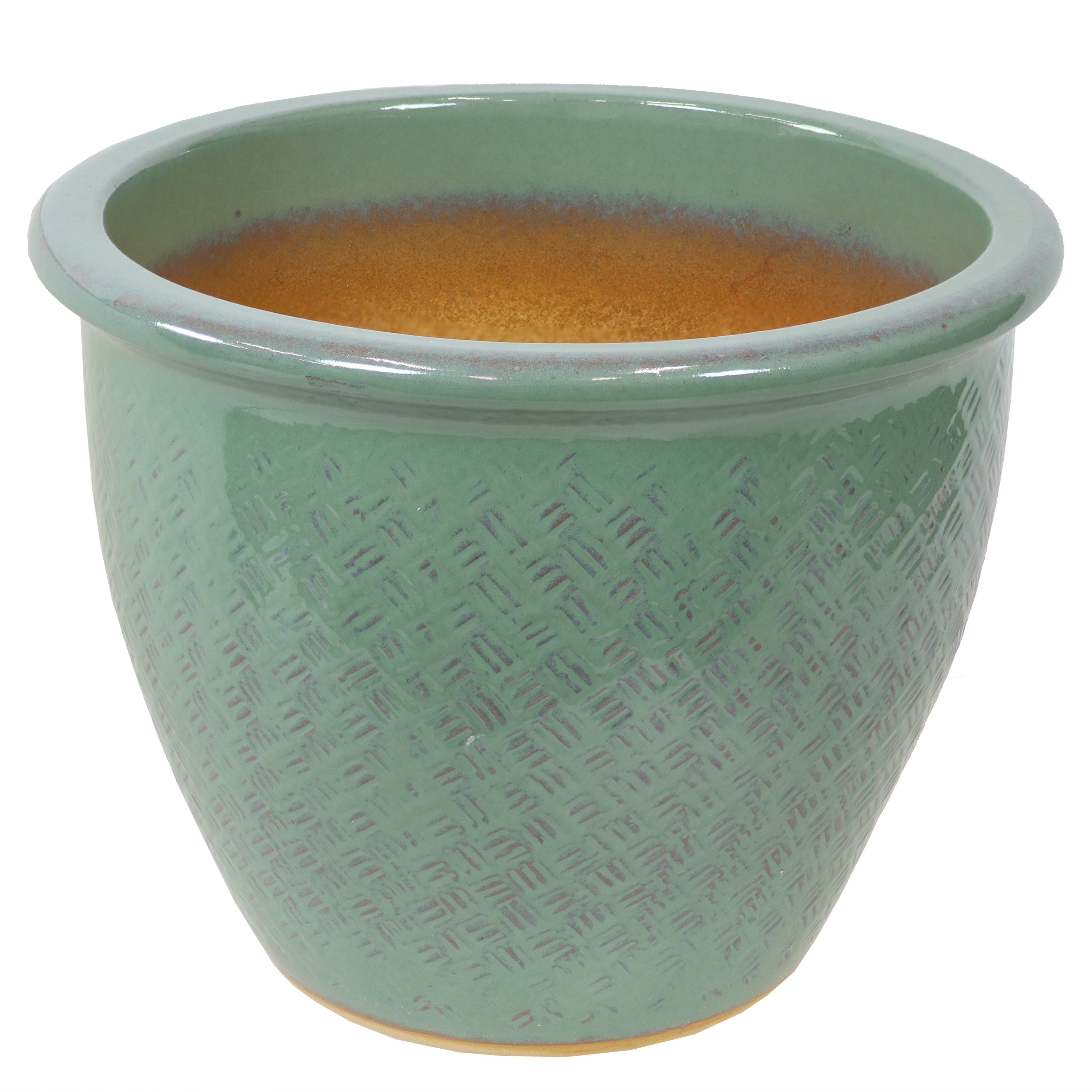 Sunnydaze Ocean Villa Glazed Ceramic Planter with Drainage Hole - 15 Inch Indoor/Outdoor Flower Pot for Plants, Succulents, Herbs - Perfect for Patio, Garden, Balcony Decor