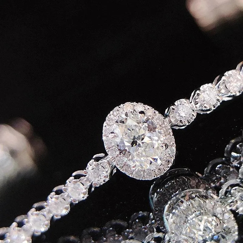 18K White Gold Diamond Bracelet for Women - Luxury Real Natural Diamond Engagement Bracelet, Shiny Classic High Jewelry - Perfect for Anniversaries, Weddings & Special Occasions
