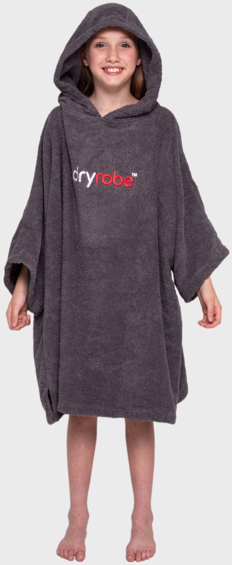 Dryrobe Kids Organic Cotton Towel Robe - Soft & Absorbent Hooded Bathrobe for Boys & Girls - Perfect for Beach, Pool & After-Swim Warmth