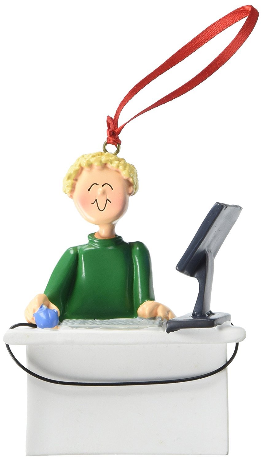 Custom Personalized Christmas Tree Ornament for Computer Geeks & Tech Lovers - Perfect Gift for Programmers, Gamers & IT Professionals (Blonde Male Design)