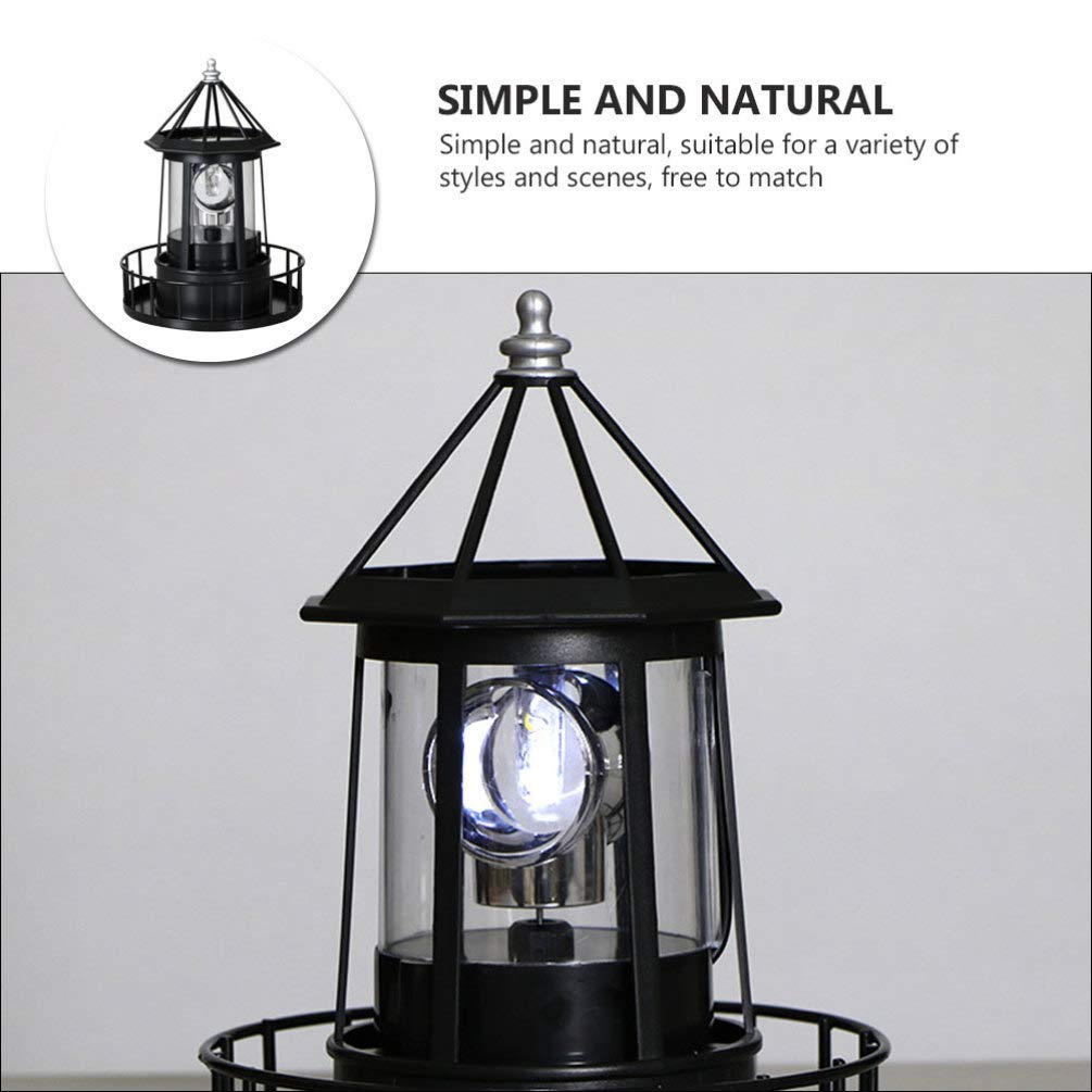 DOITOOL Solar Powered LED Rotating Lighthouse - Waterproof Outdoor Solar Light for Garden, Yard, Patio, Lawn & Fence Decor - Black - Perfect for Landscape Lighting, Pathway Illumination & Backyard Ambiance