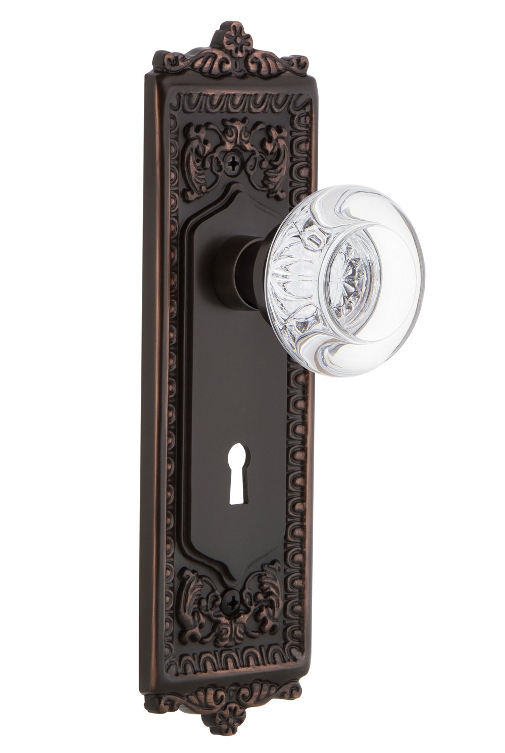 Nostalgic Warehouse Egg & Dart Design Keyhole Crystal Glass Cabinet Knob 2.75