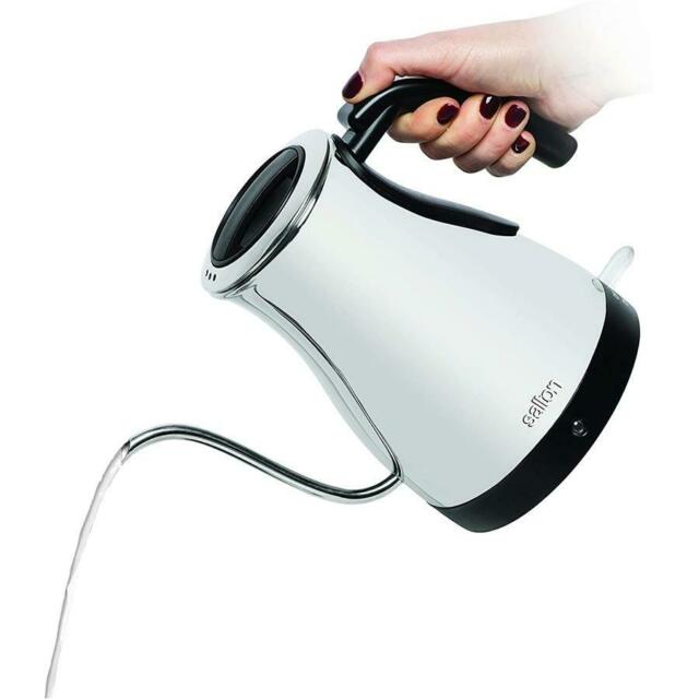 SALTON 360º Stainless Steel Cordless Electric Gooseneck Kettle - Fast Boiling, Temperature Control, Perfect for Coffee & Tea Brewing - Home & Office Use