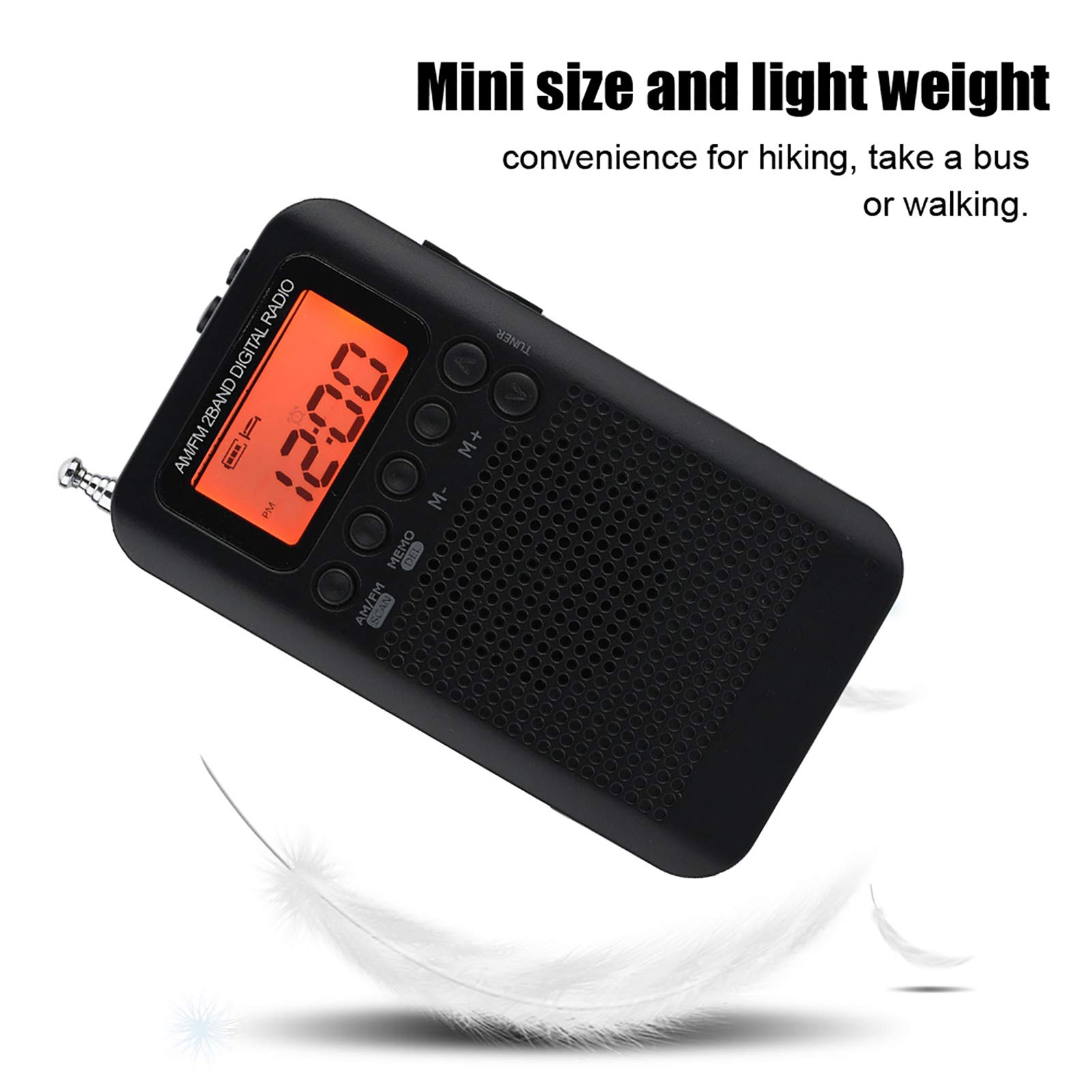 Portable AM/FM Digital Radio with Headphone Jack - 2 Band Stereo Pocket Radio with LCD Screen & Digital Tuning | Perfect for Hiking, Commuting, Walking, and Outdoor Activities