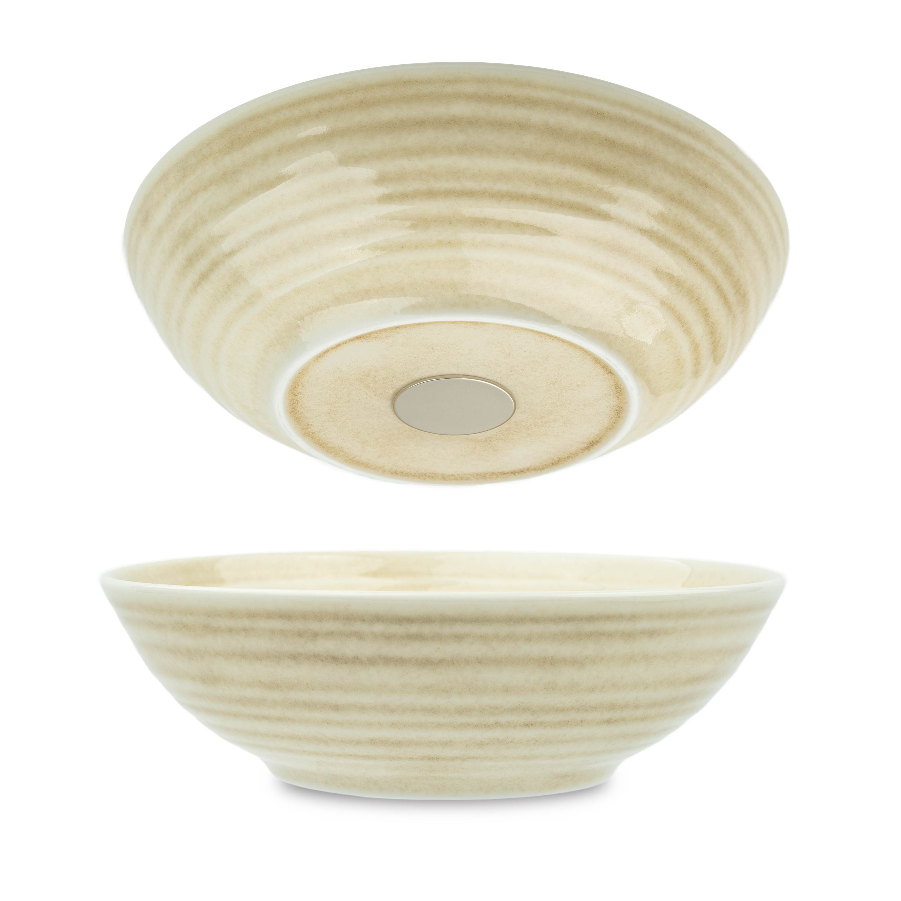 Premium Magnetic Porcelain Food Bowls - 20cm Sand Color | Durable Pet Feeding Dishes for Cats & Dogs | Perfect for Home, Travel, and Outdoor Use
