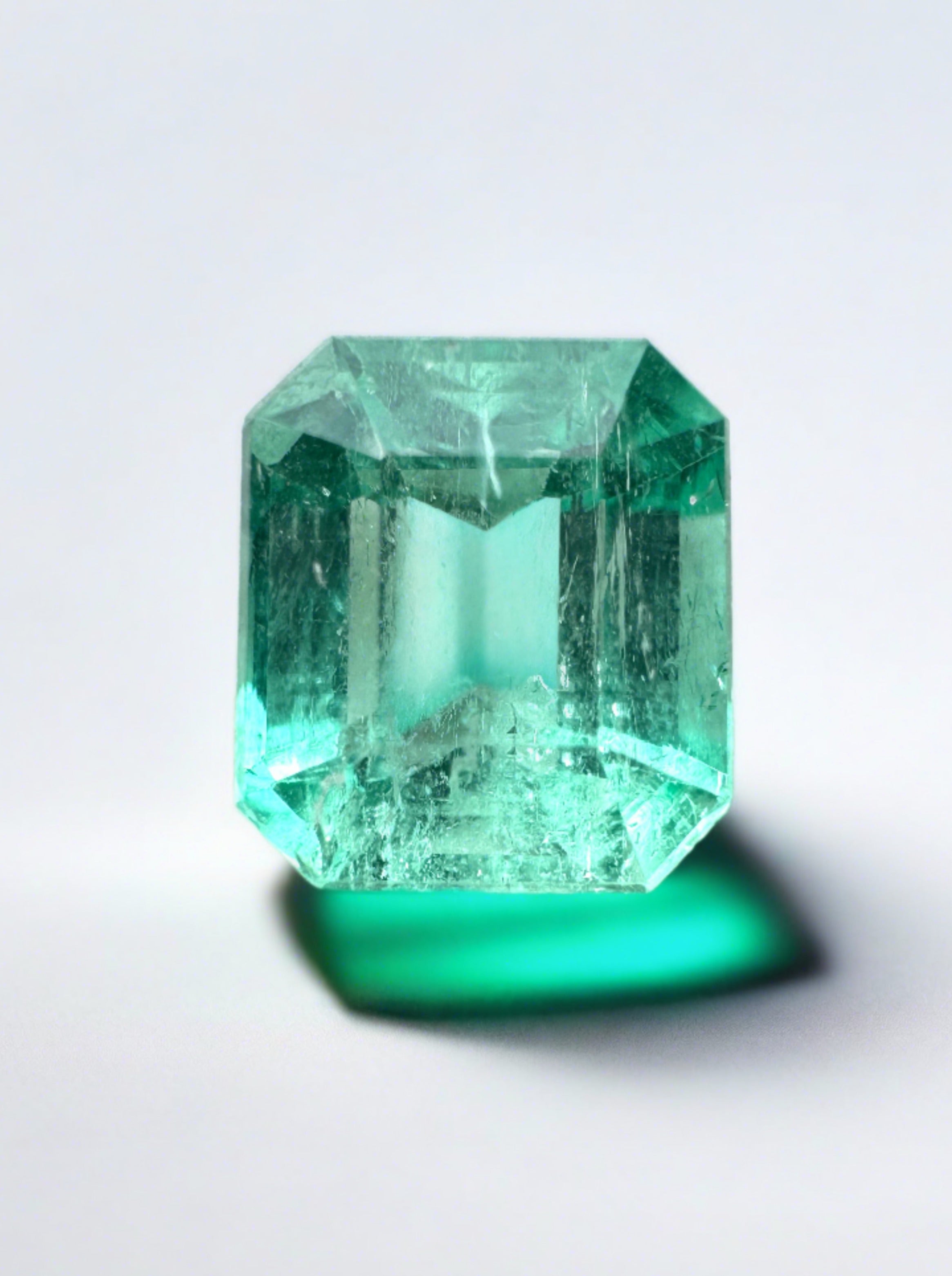 1.59 Carat 7x6mm Pastel Green Natural Loose Colombian Emerald Gemstone - Emerald Cut for Jewelry Making, Engagement Rings & Collector's Pieces