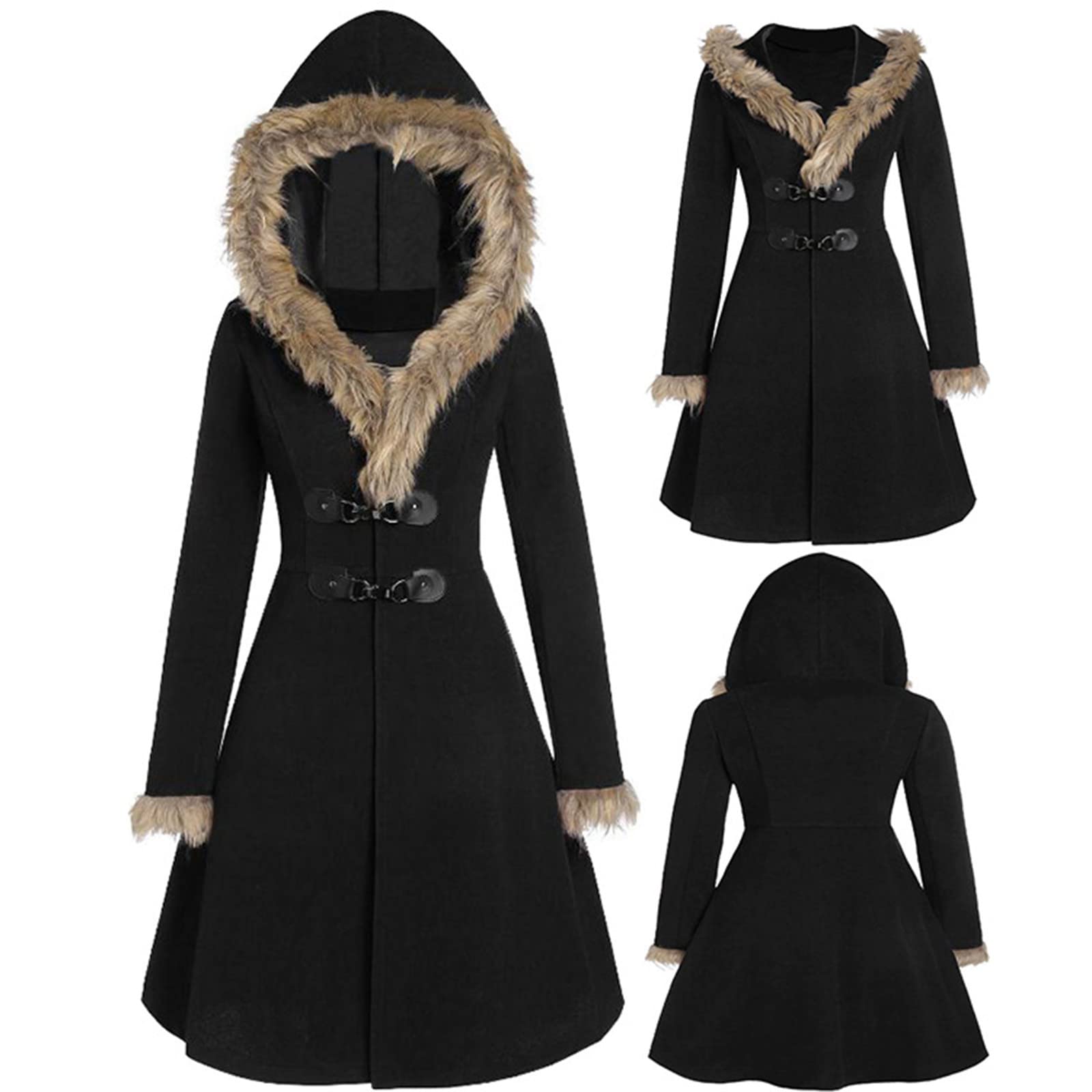Women's Quilted Wool Winter Coat with Long Collar - Thick Warm Loose Fit Short Jacket for Casual Outings, Work & Daily Wear in Cold Weather