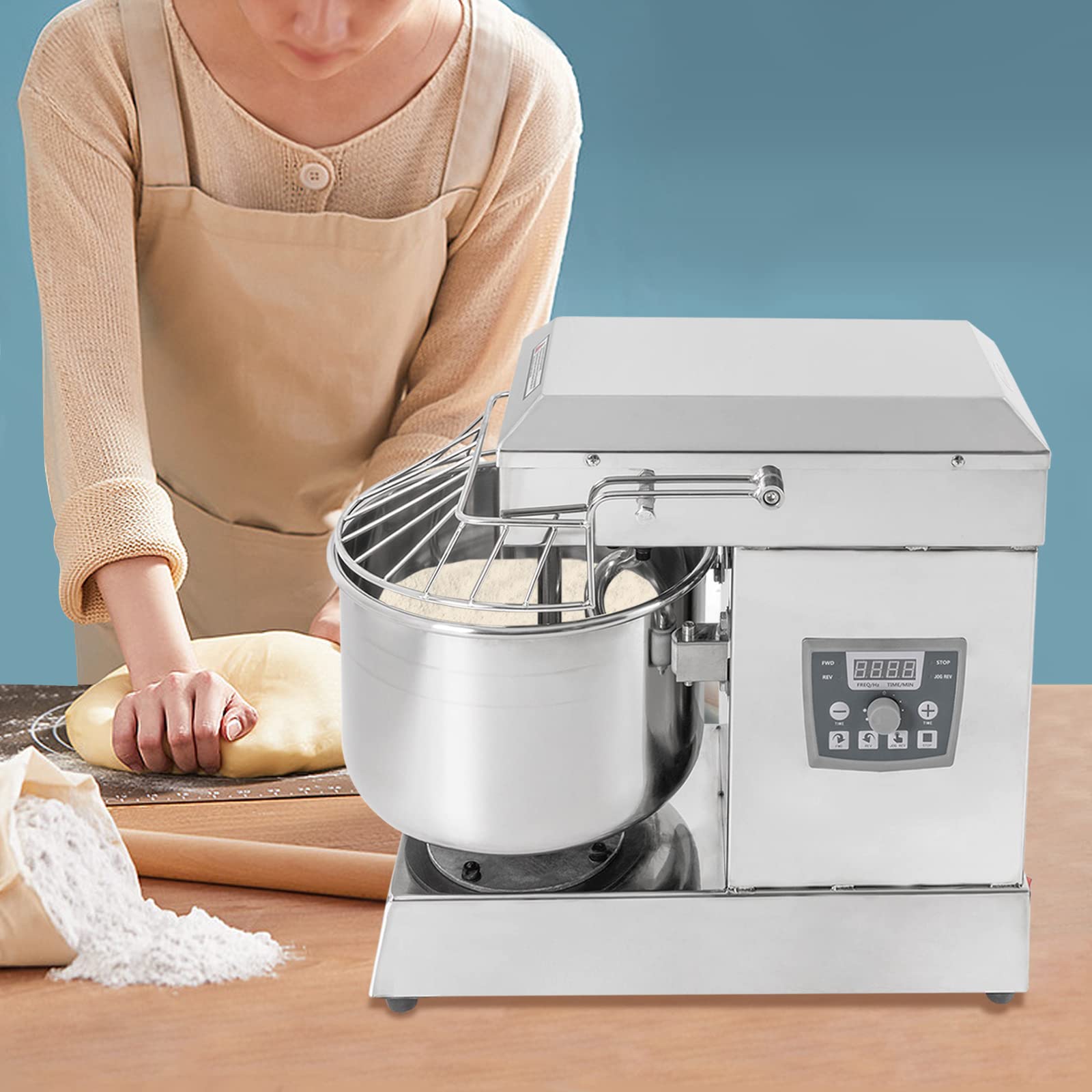 750W Commercial Food Mixer - 12Qt Stainless Steel Dough Kneading Machine for Bread, Pizza & Pastry | Heavy Duty Electric Mixer with Dual Rotating Blades | Perfect for Bakeries, Restaurants & Home Kitchens