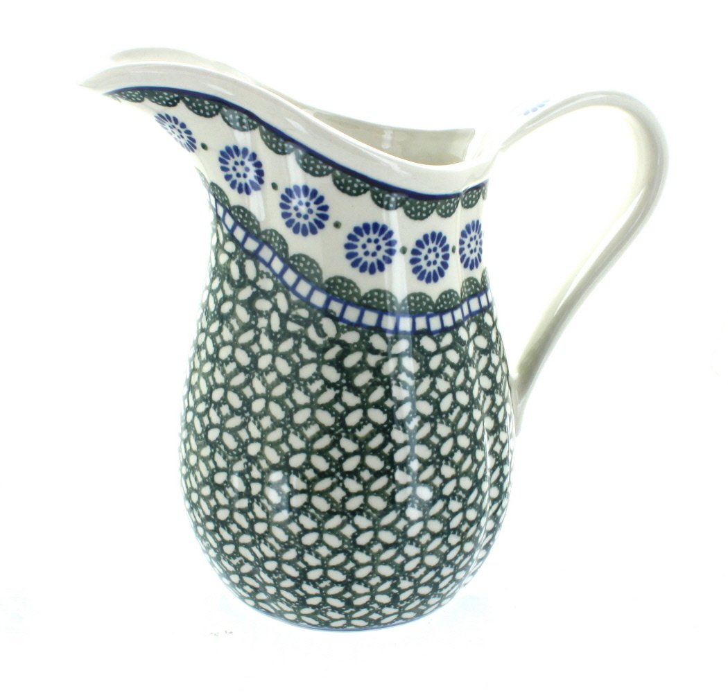Blue Rose Polish Pottery Maia Pitcher - Handmade Ceramic Water Pitcher for Home Decor, Kitchen & Dining - Perfect for Serving Beverages, Displaying Flowers, or as a Decorative Centerpiece