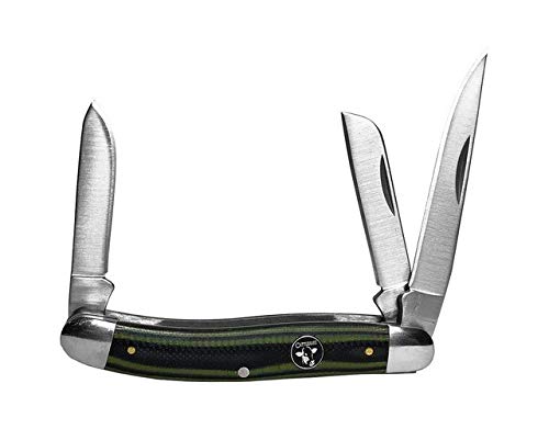 American Buffalo Knife and Tool Cowhand Stockman Folding Pocket Knife - Green Stainless Steel Blade for Camping, Hiking & Outdoor Adventures