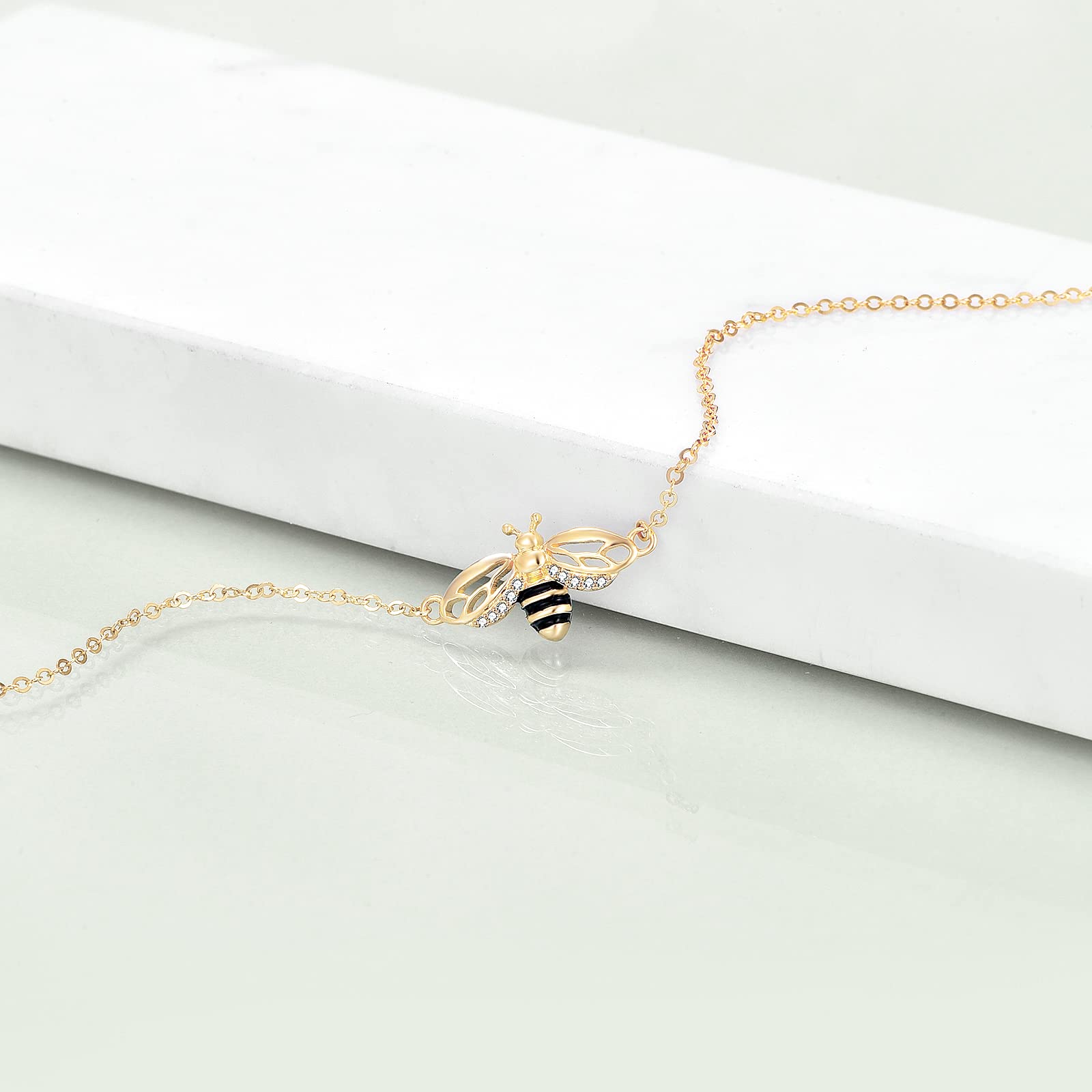 14k Yellow Gold Bee Pendant for Women - Elegant Jewelry Gift for Her, Perfect for Birthdays & Anniversaries