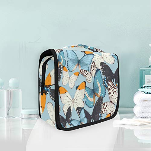 Domook Hanging Travel Toiletry Bag - Waterproof Cosmetic Organizer with Butterfly Design for Men & Women | Perfect for Vacation, Camping & Gym Essentials Storage