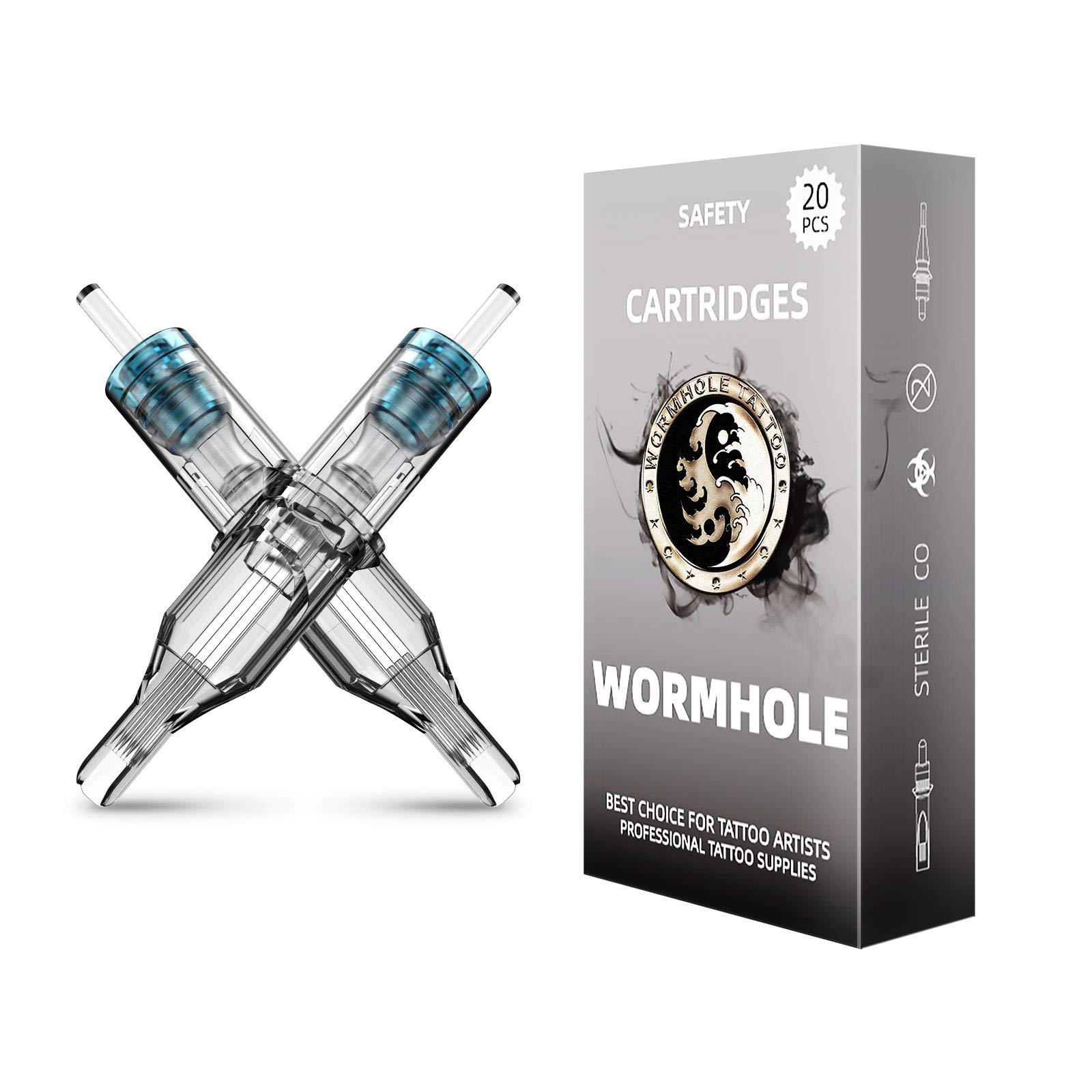 Wormhole Tattoo Cartridge Needles - 5RM 20PCS Disposable Curved Magnum Needles for Tattoo Pen & Machine | Professional Tattoo Supplies (1205RM) | Perfect for Lining, Shading & Coloring in Tattoo Studios