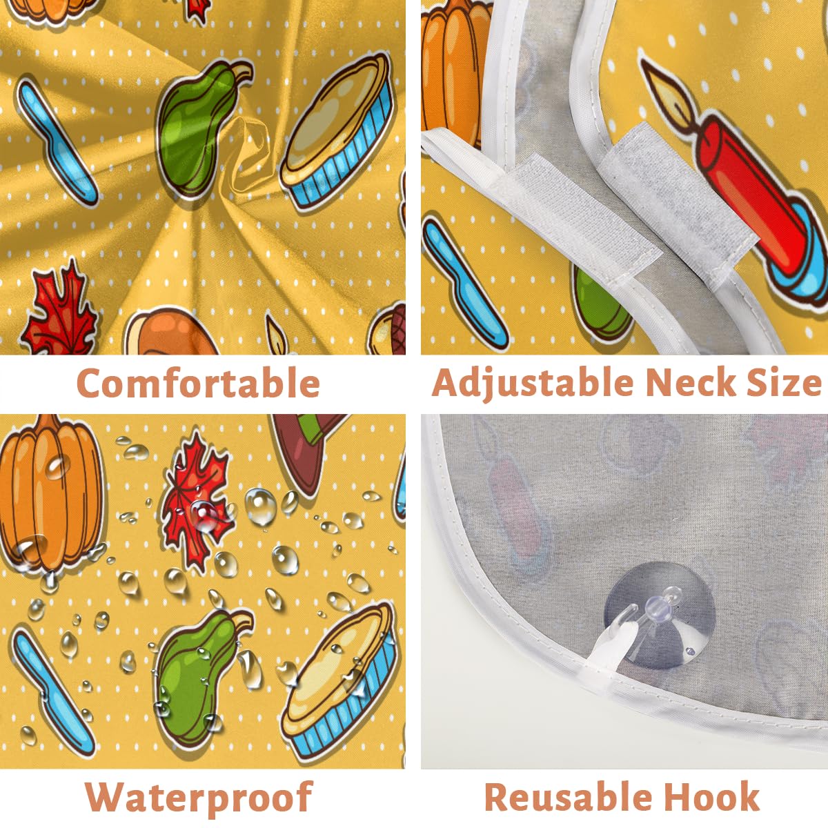 Thanksgiving Turkey Corn Pumpkin Beard Bib Hair Catcher for Men - Non-Stick Shaving Apron with Suction Cups - Grooming Cape for Beards - Perfect Gift for Husband, Dad, Barber - Great for Thanksgiving, Christmas, and Daily Shaving Routines