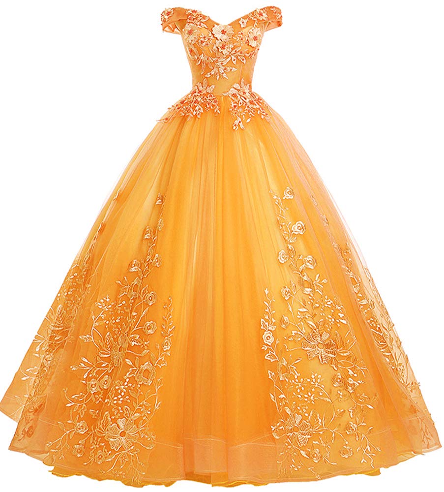 EileenDor Women's Quinceanera Dresses - Elegant Lace Appliques Off-Shoulder Ball Gown for Sweet 16, Prom & Formal Events | Pearl Embellishments | Perfect for Quinceañeras, Weddings & Special Occasions