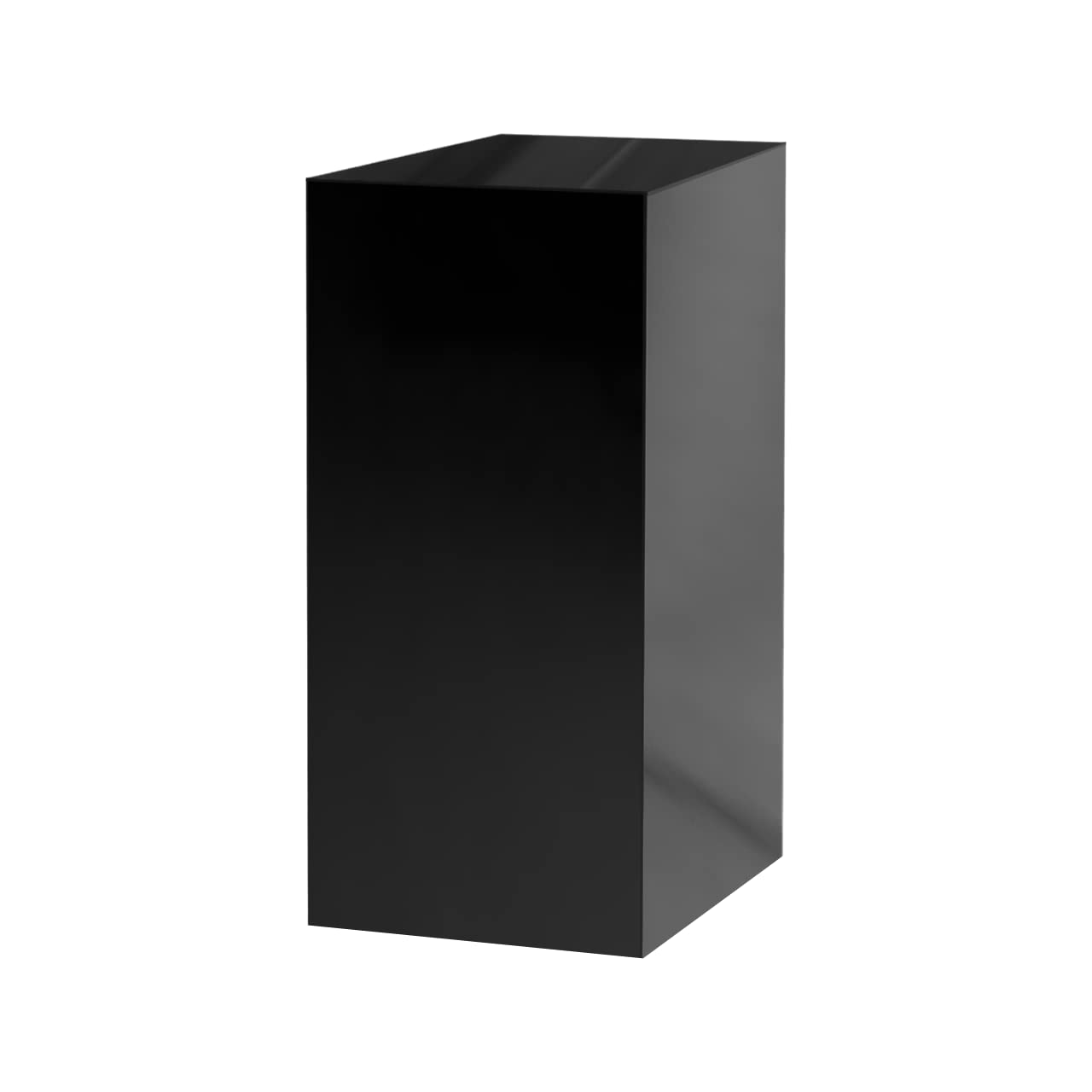 12x12x32 Inch Black Acrylic Pedestal Stand - Glossy No Assembly Display Column for Art, Weddings & Events | Elegant Cube Riser Showcase by Marketing Holders | Perfect for Gallery Displays, Retail Showcases & Party Decor
